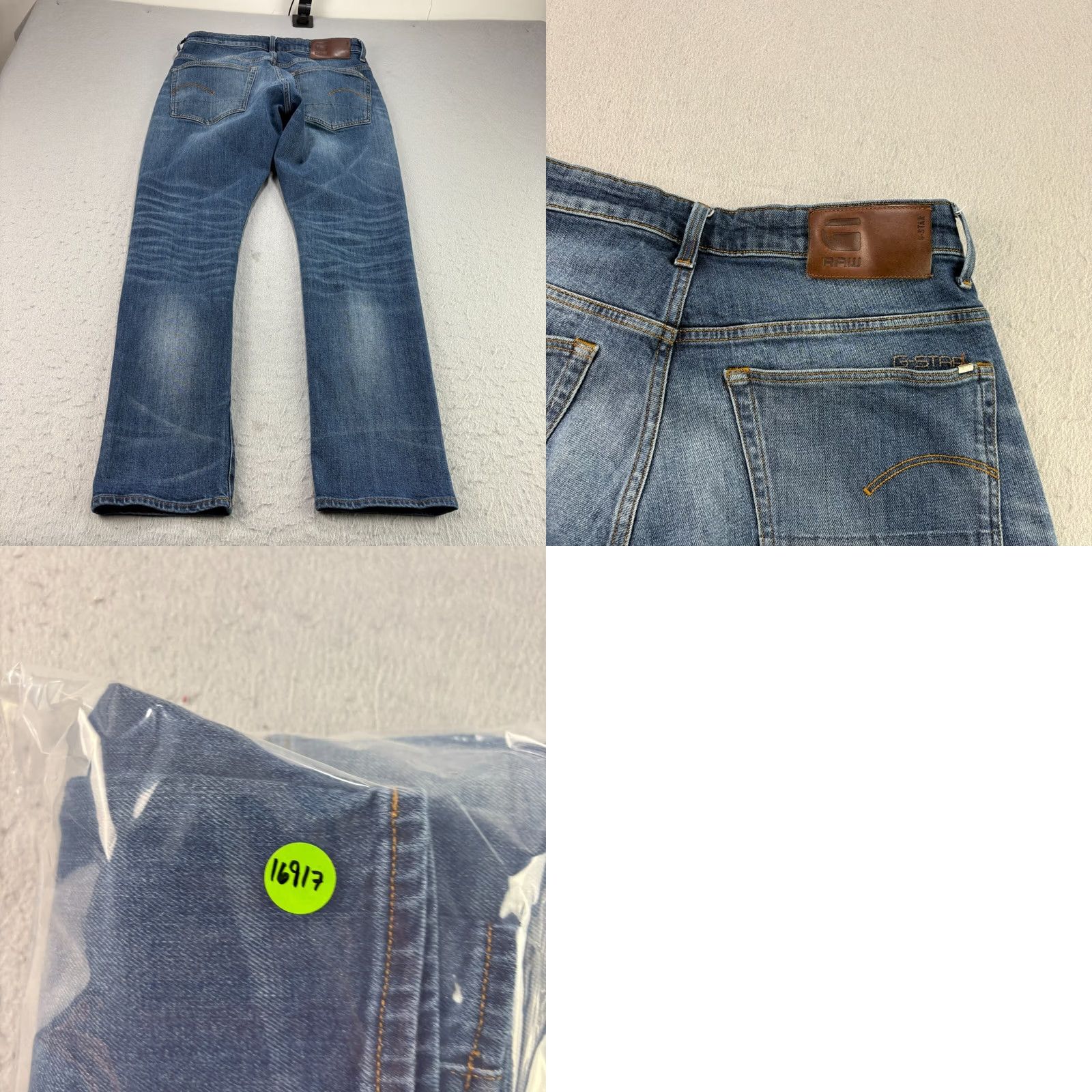 G-Star G-Star Raw Jeans Mens 32x32 Blue 3301 Tapered Button Fly Denim Regular Inseam 31 in Stars Theme Men Size US 32 / EU 48 - 9 Thumbnail