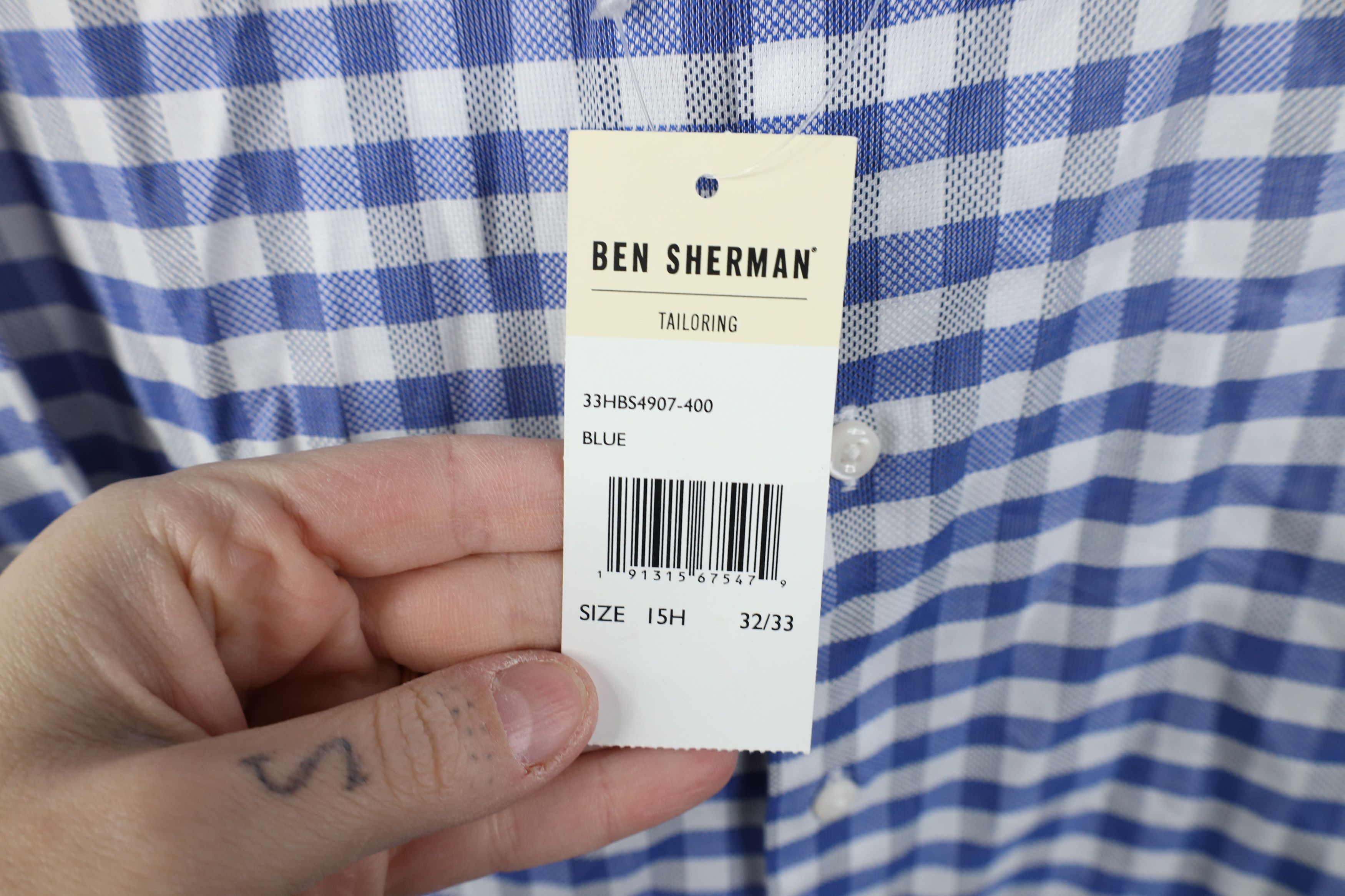 Ben Sherman New Ben Sherman Slim Fit Stretch Collared Button Shirt Blue Size US M / EU 48-50 / 2 - 5 Thumbnail