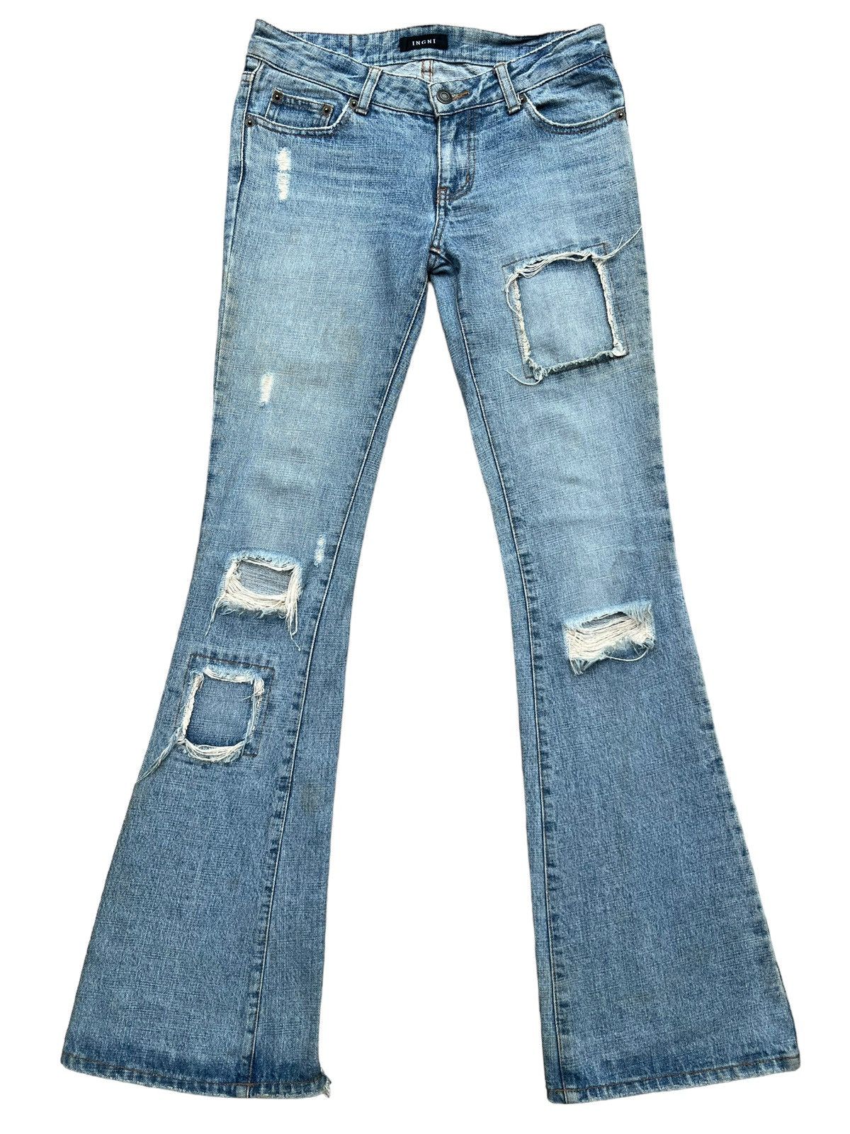 Japanese Brand Japanese Distressed Patchwork Lowrise Denim Jeans 29x34 Size US 29 - 2 Thumbnail
