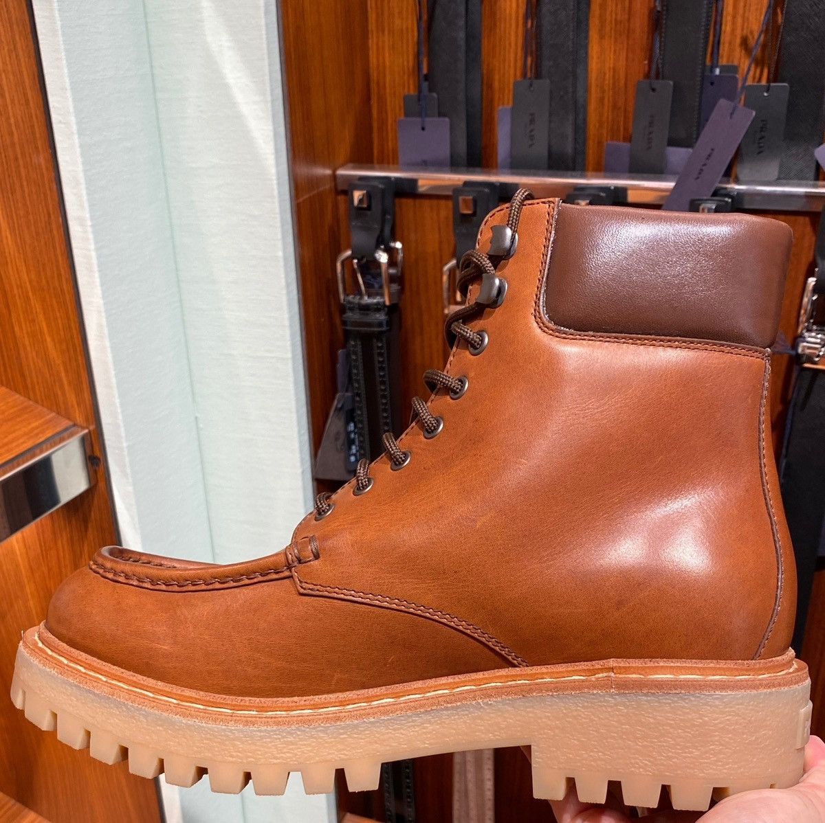Prada Prada St.Moritz Lace-up Leather Boots in brown Size US 11 / EU 44 - 3 Thumbnail