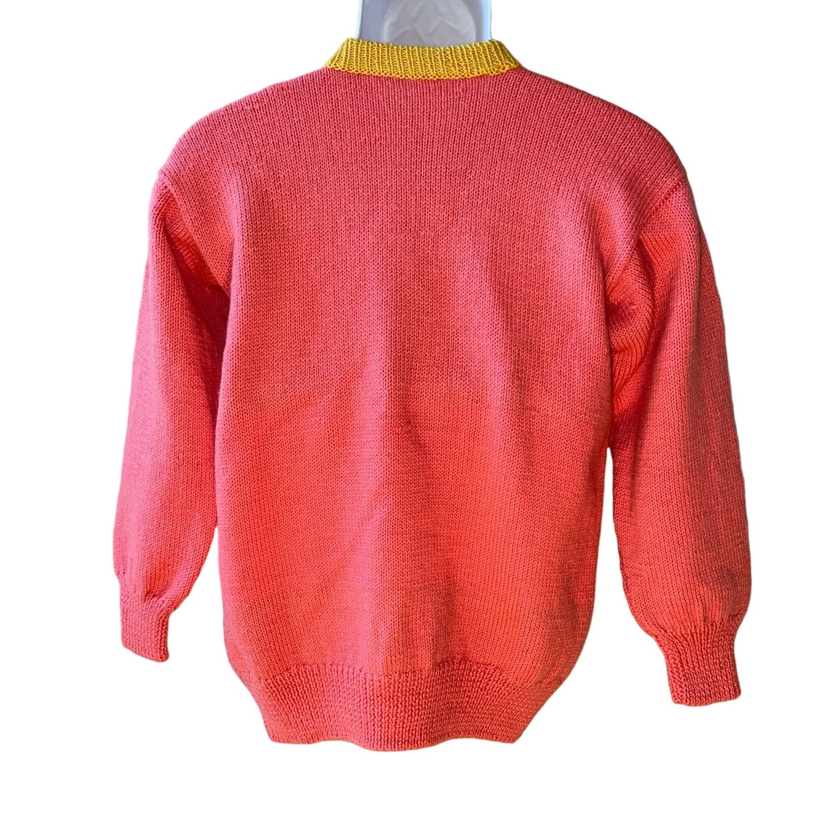 Handmade VINTAGE Hand Knit Red Hat Lady Wool Sweater Size M Size M / US 6-8 / IT 42-44 - 2 Thumbnail