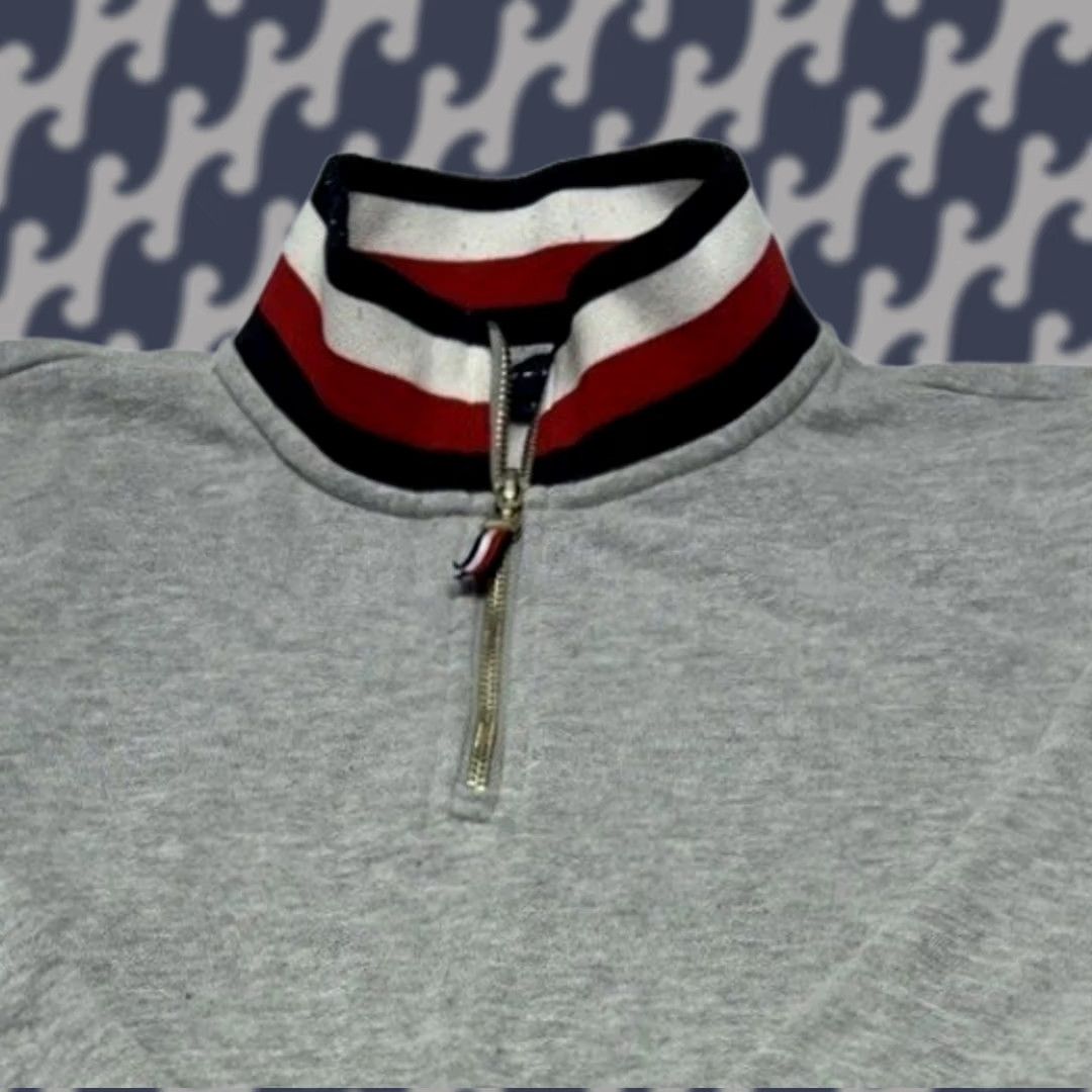 Tommy Hilfiger Tommy Hilfiger Men’s Medium Gray Quarter Zip Fleece Pullover Sweater Cotton Blend Logo Zipper Mens Size US M / EU 48-50 / 2 - 1 Thumbnail
