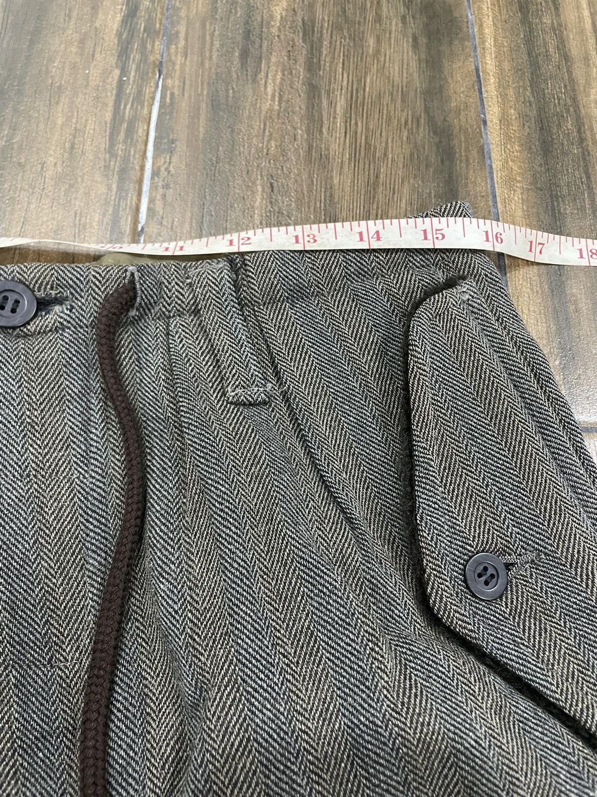 Dries Van Noten High Waist Grey Wool Herringbone Wide Cargo Pants Trousers Size US 31 - 17 Thumbnail