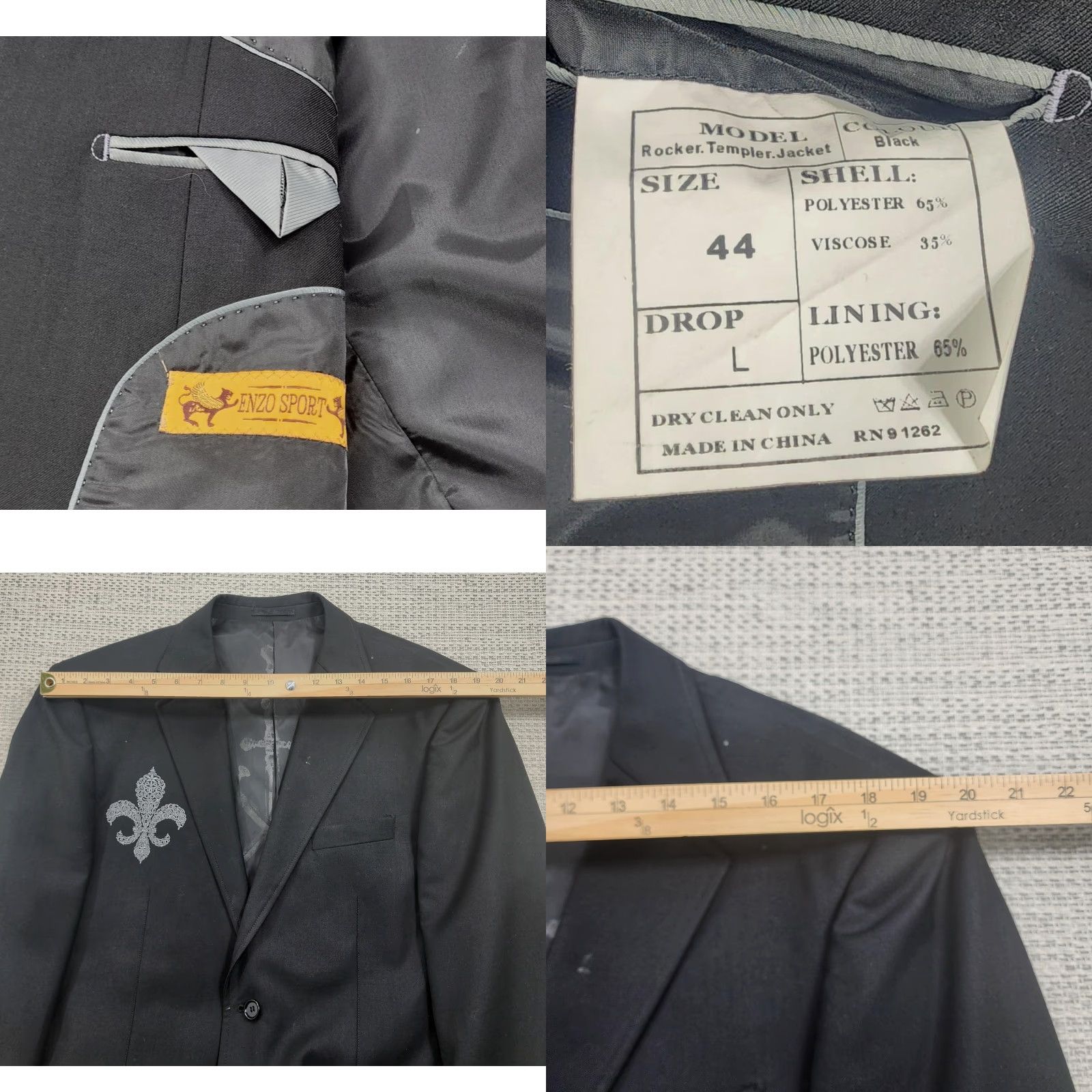 Vintage VINTAGE Enzo Sport Blazer Mens 44 Long Embroidered Rocker Studded Sport Coat Size 44R - 9 Thumbnail