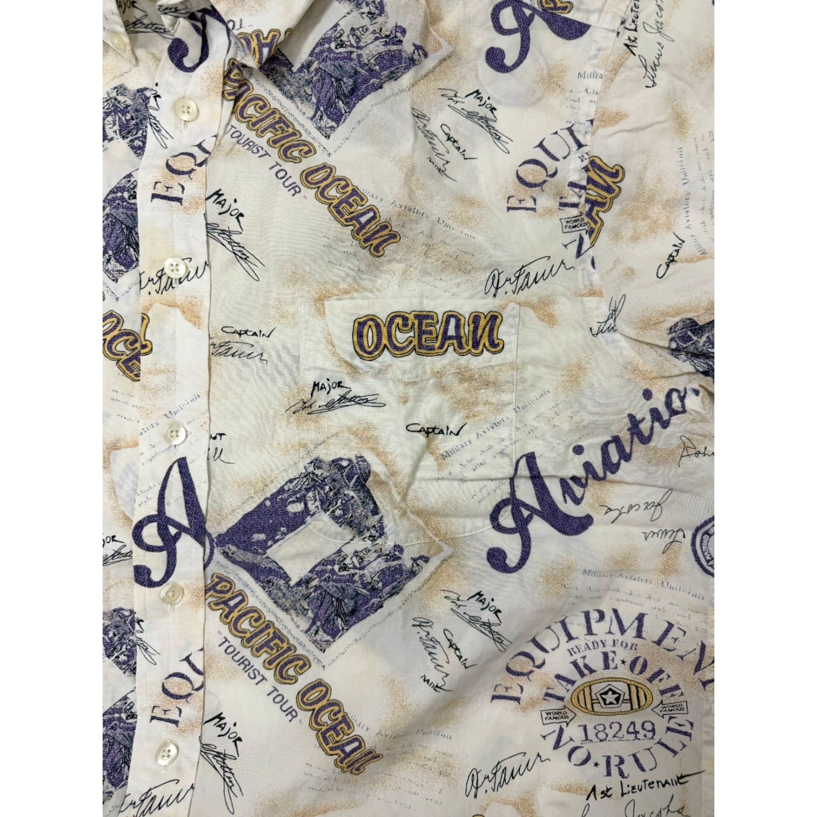 Roundtree & Yorke VINTAGE 90s Aviation Shirt Men Large Air Force Military Aircraft Pacific Ocean Size US L / EU 52-54 / 3 - 2 Thumbnail