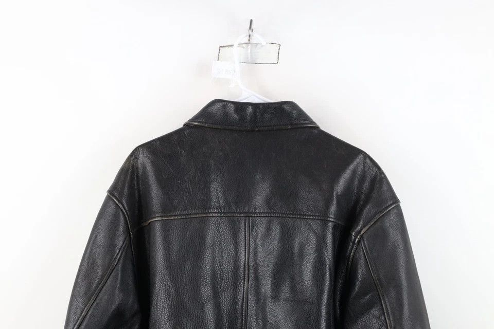 Vintage Vintage 90s Streetwear Heavyweight Leather Jacket Dark Brown Size US L / EU 52-54 / 3 - 14 Thumbnail