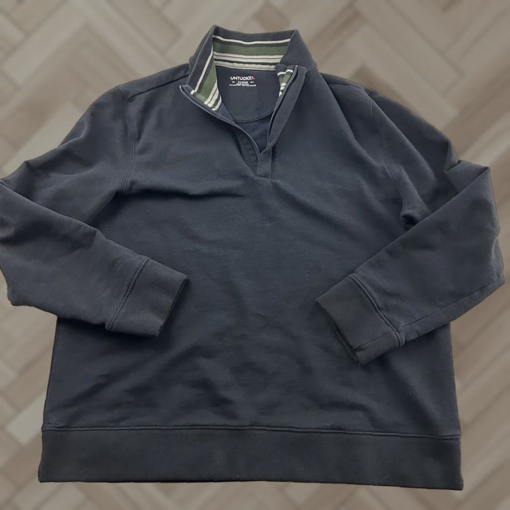 UNTUCKit UNTUCKit 1/4 Zip Pullover Sweatshirt Mens XL Blue Shirt Size US XL / EU 56 / 4 - 1 Thumbnail