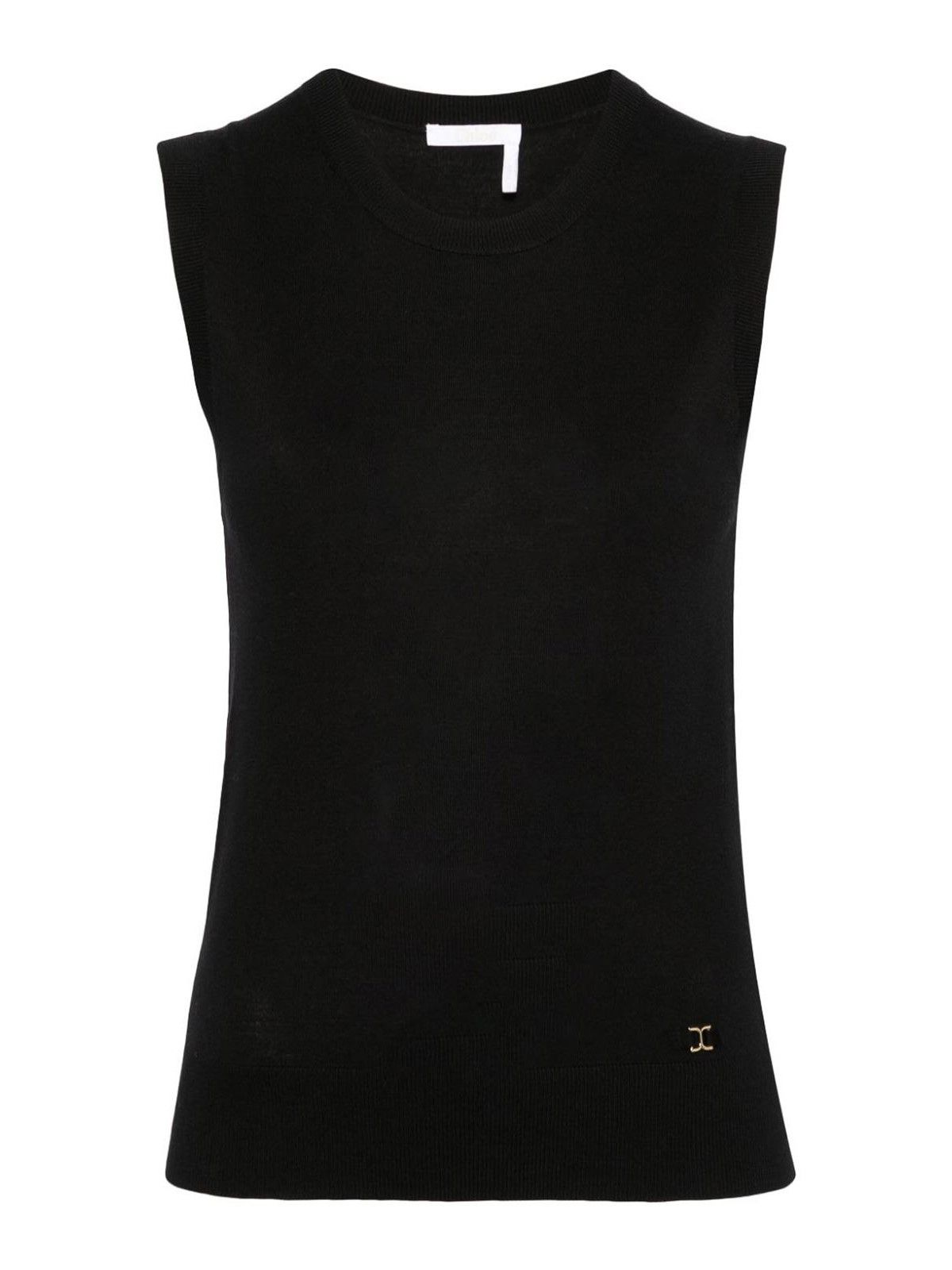Chloe o1loc1c10425 Sleeveless Wool Top in Black Size S / US 4 / IT 40 - 1 Thumbnail
