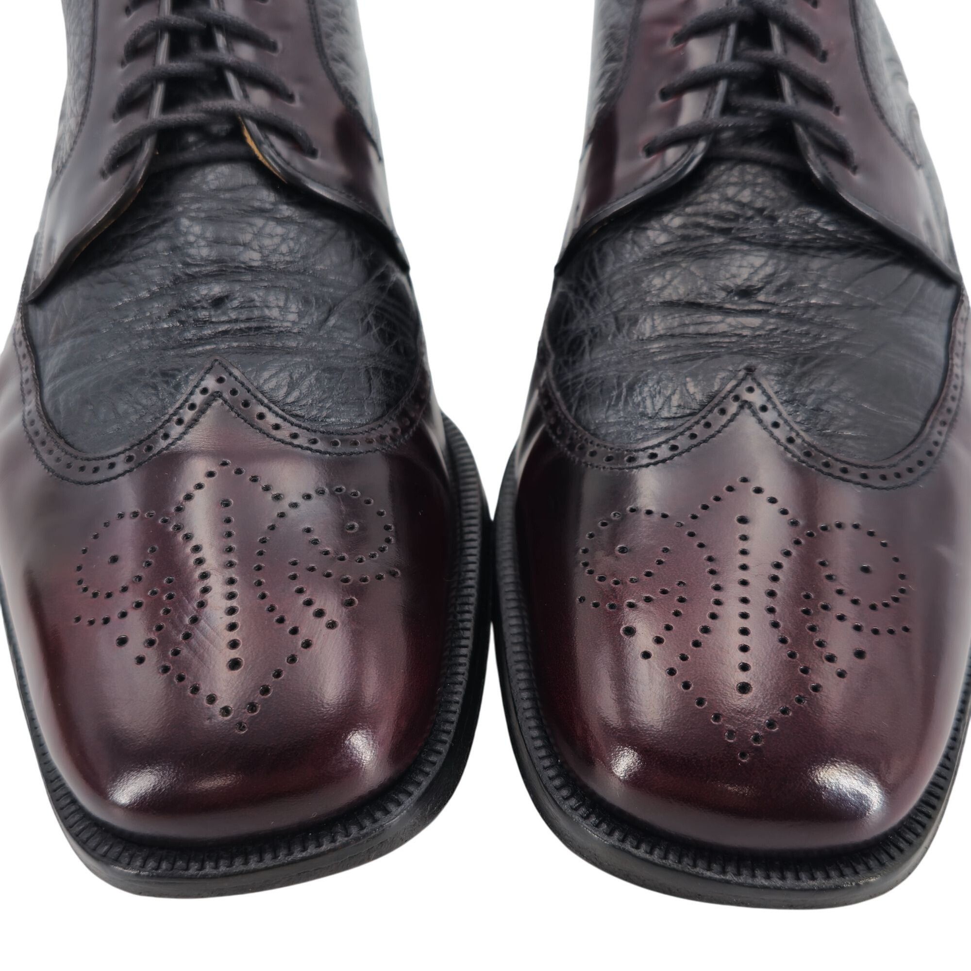 Magnanni Vintage Magnanni Spain Men's 10 Burgundy Black Leather Dress Size US 10 / EU 43 - 2 Thumbnail