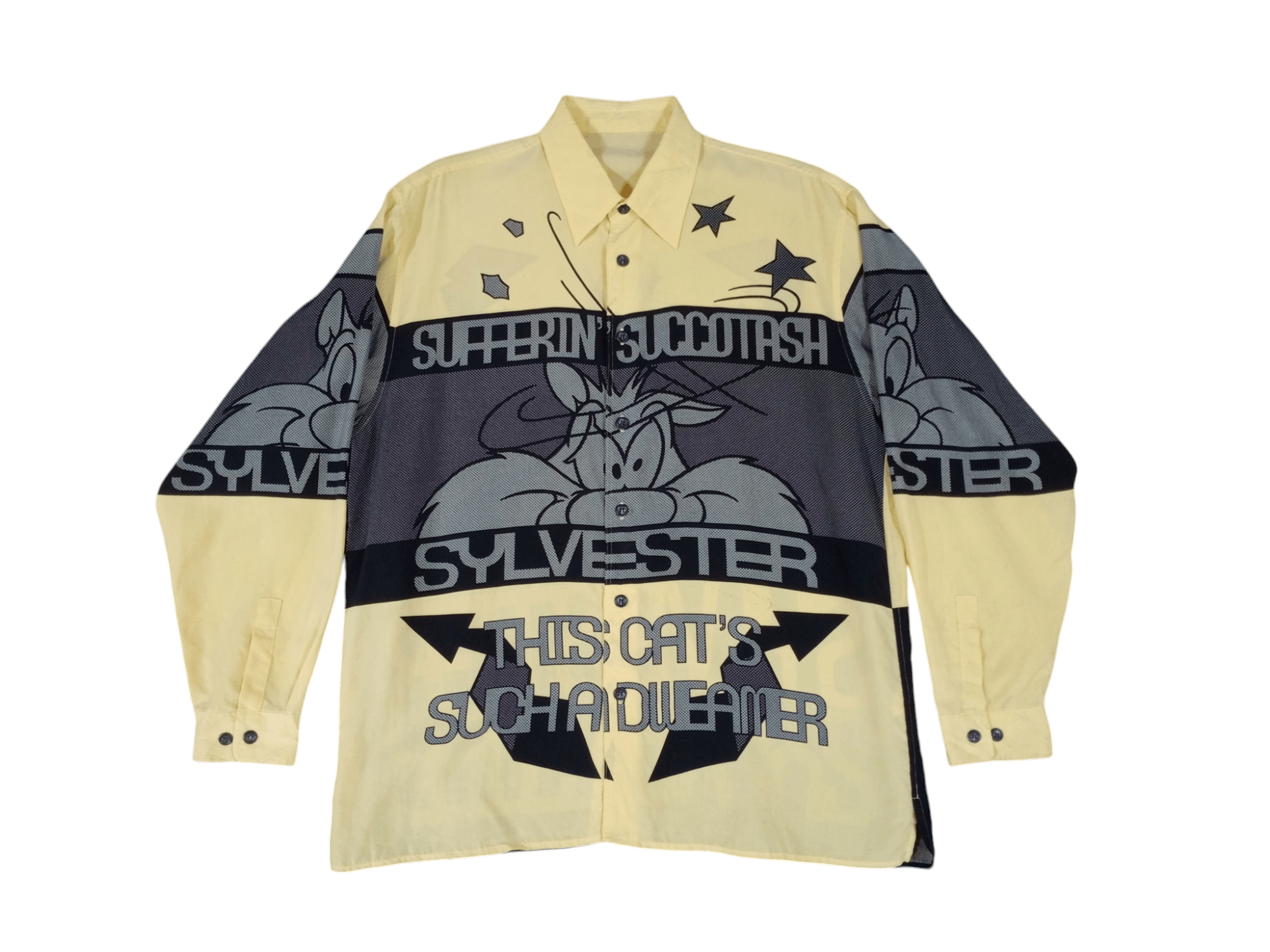 Cartoon Network × Vintage × Warner Bros Rare Vintage 1997 Warner Bros Sylvester Fullprint Shirt Size US XL / EU 56 / 4 - 1 Thumbnail