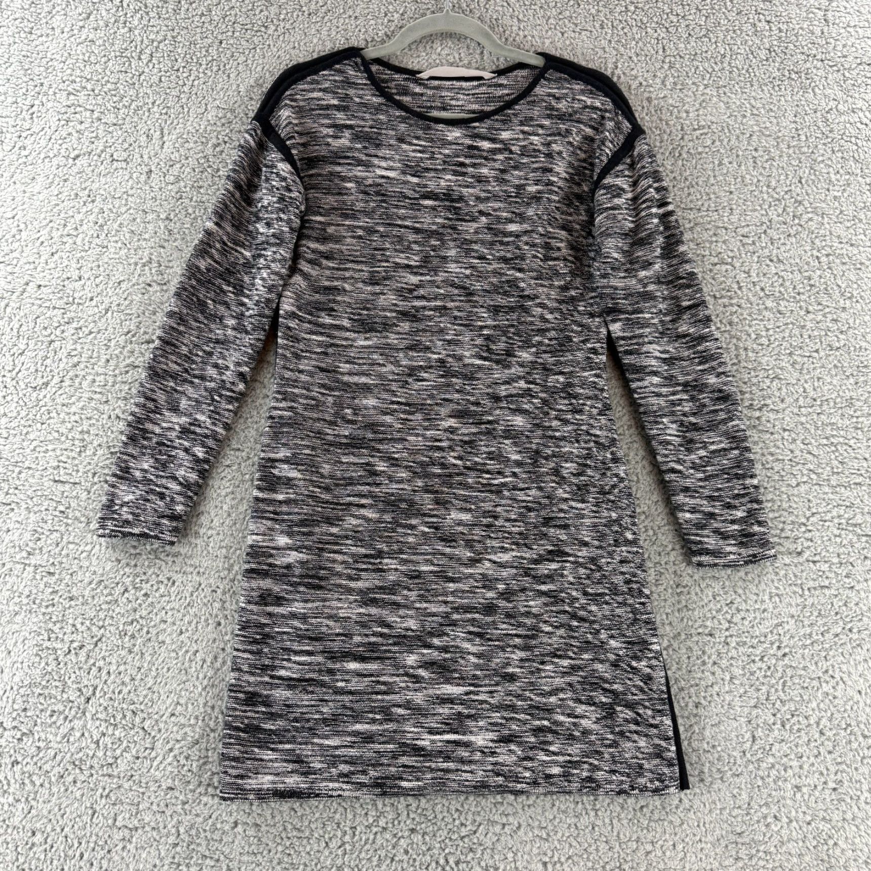 Athleta Retreat Dress Womens S Black Heathered Long Sleeve Knit Pullover