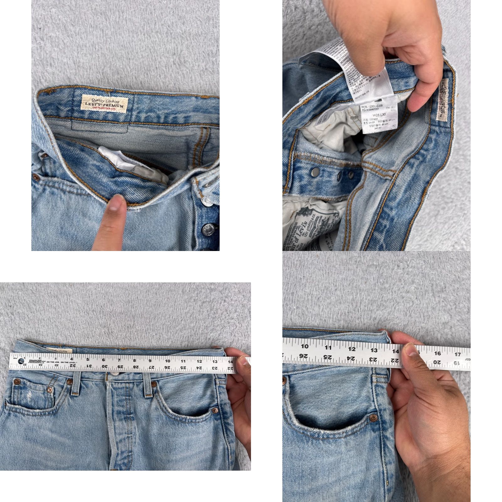 Levi's Levi's 501 Jeans Adult 25 Blue Denim Button Fly Premium Cotton Slim 26x29 Mens Regular 5-Pocket Solid (Medium Wash) Boys? Size US 26 / EU 42 - 8 Thumbnail