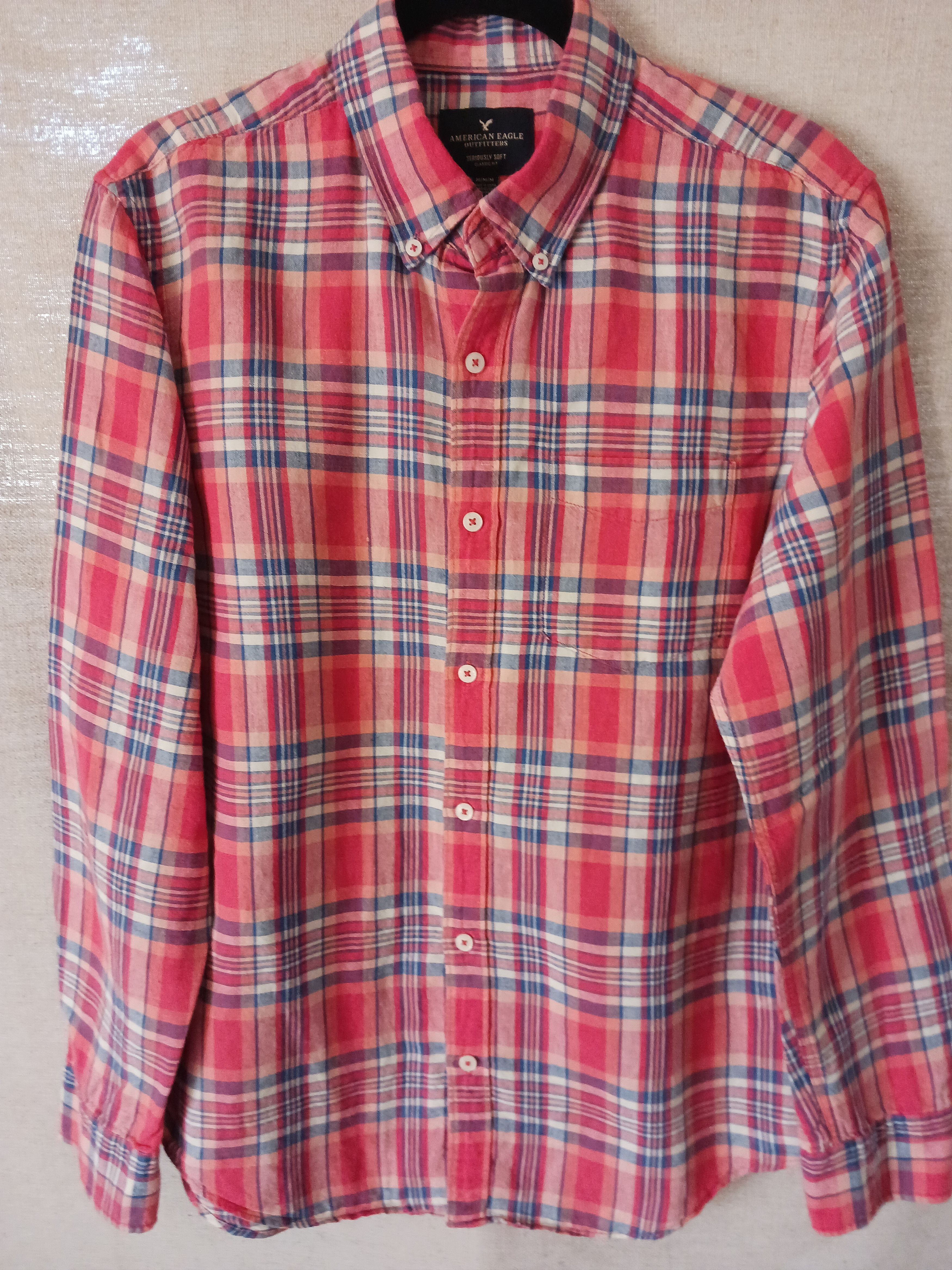 American Eagle Outfitters Vintage Madras Plaid Cotton/Linen Long Sleeve Shirt Size US M / EU 48-50 / 2 - 1 Thumbnail