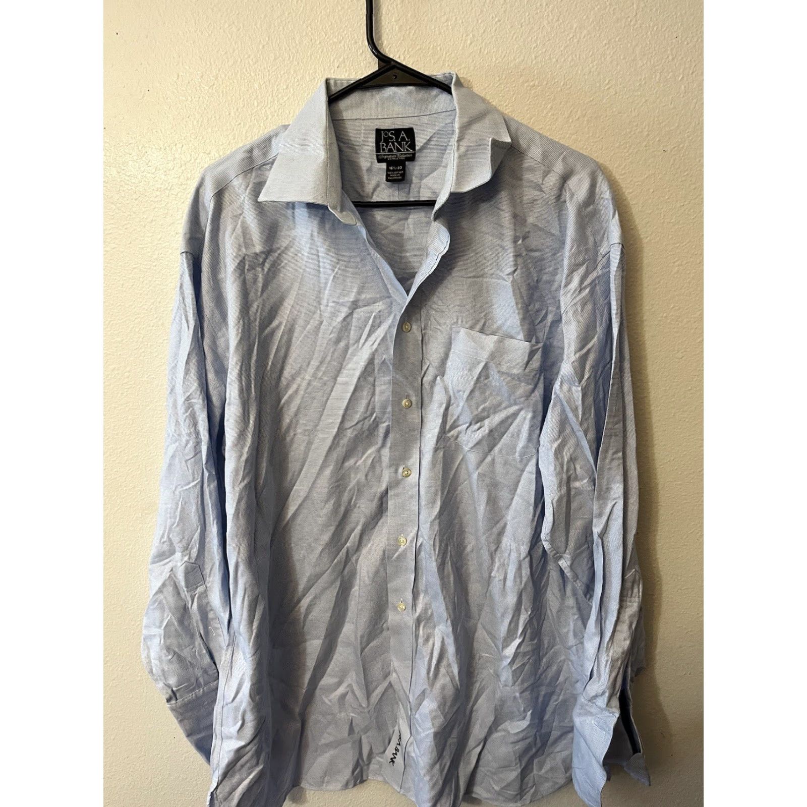Jos. A. Bank Jos. A. Bank Signature Mens Plaid Long Sleeve Button Down Shirt 16.5-3 Blue Cotton Tailored Fit Button-Up Casual Business Travel Mens Size US XL / EU 56 / 4 - 2 Thumbnail