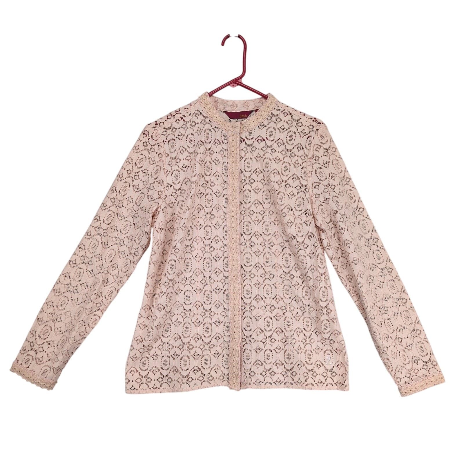 Other GILI Size M Pink Eyelet Lace & Crochet Snap-Front Jacket Top Size M / US 6-8 / IT 42-44 - 1 Thumbnail