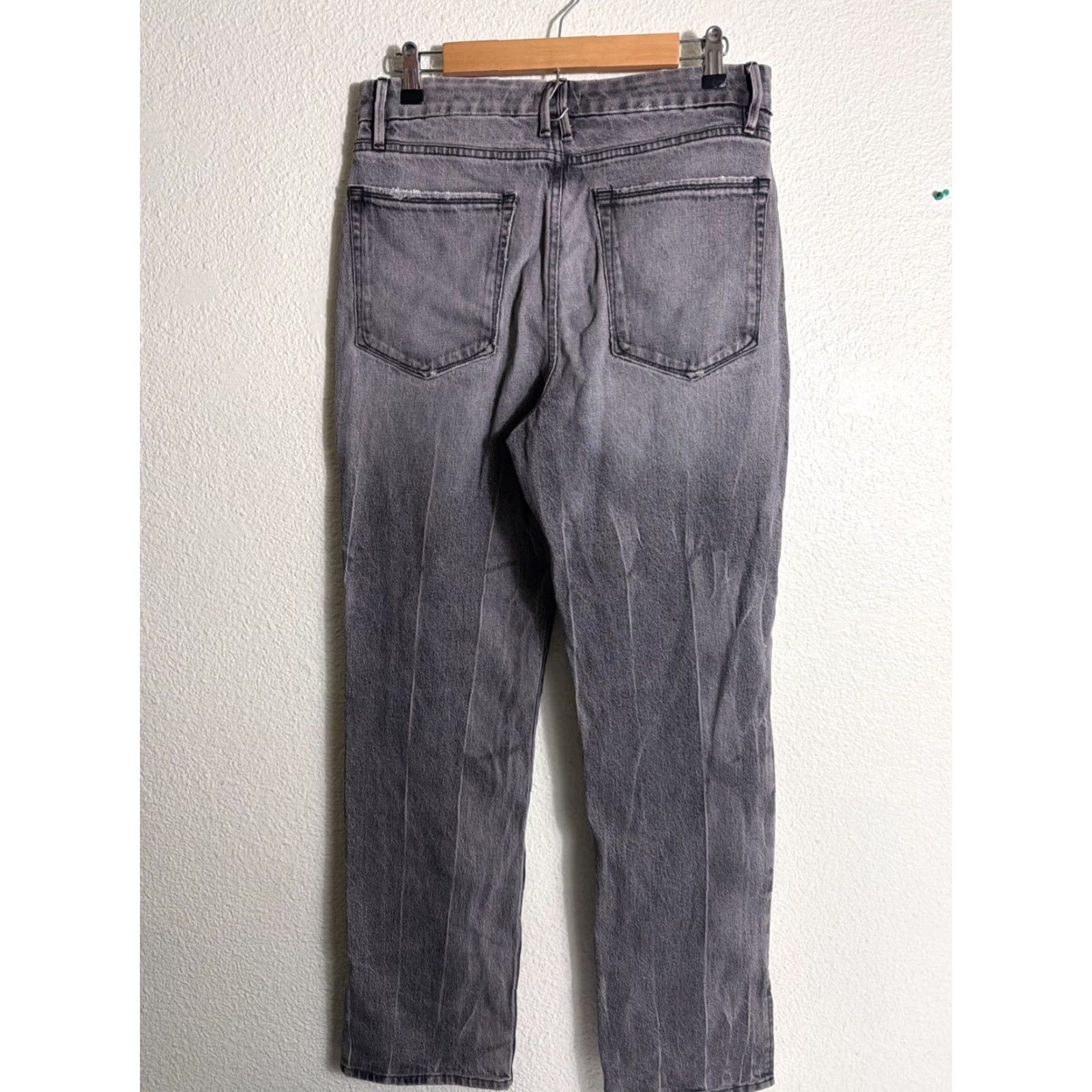 Good American Good American Jeans Womens 12 Black Twisted Slit Straight Leg 31x32 Denim Cotton Stretch 5-Pocket High Rise Modern 90s City College Size 34" / US 12 / IT 48 - 7 Thumbnail