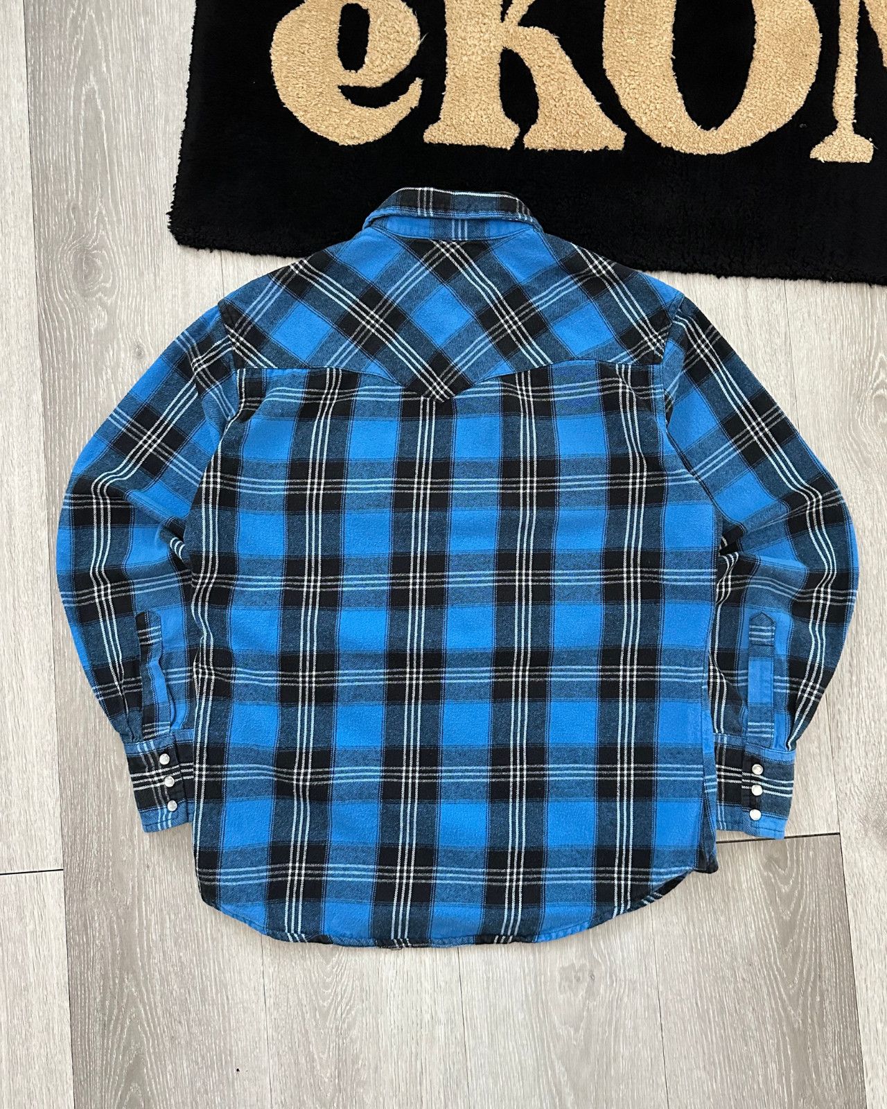 Wrangler Vintage Wrangler Pearl-Snap Blue Plaid Flannel - Size Small Size US S / EU 44-46 / 1 - 2 Thumbnail