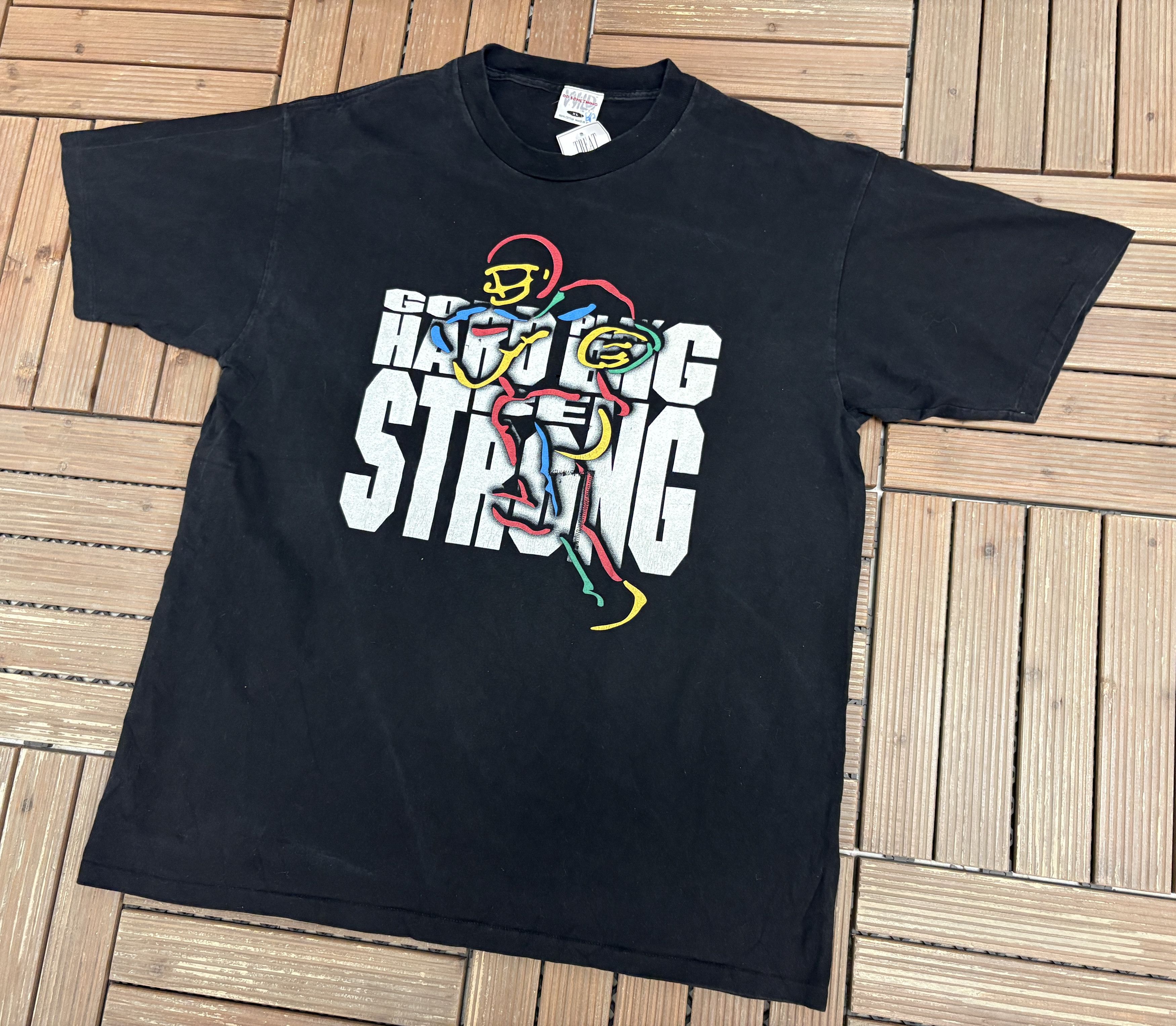 Vintage Go Hard, Play Big, Strong Football Vintage Black Tee Size US XL / EU 56 / 4 - 3 Thumbnail