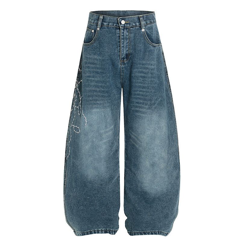 Vintage American retro washed distressed curved jeans Size US 32 / EU 48 - 1 Thumbnail