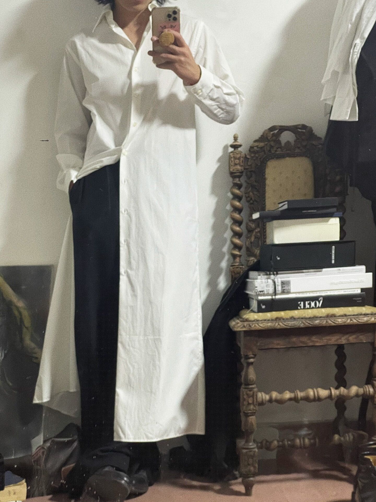Maison Margiela long white cotton shirt dress Size L / US 10 / IT 46 - 1 Thumbnail