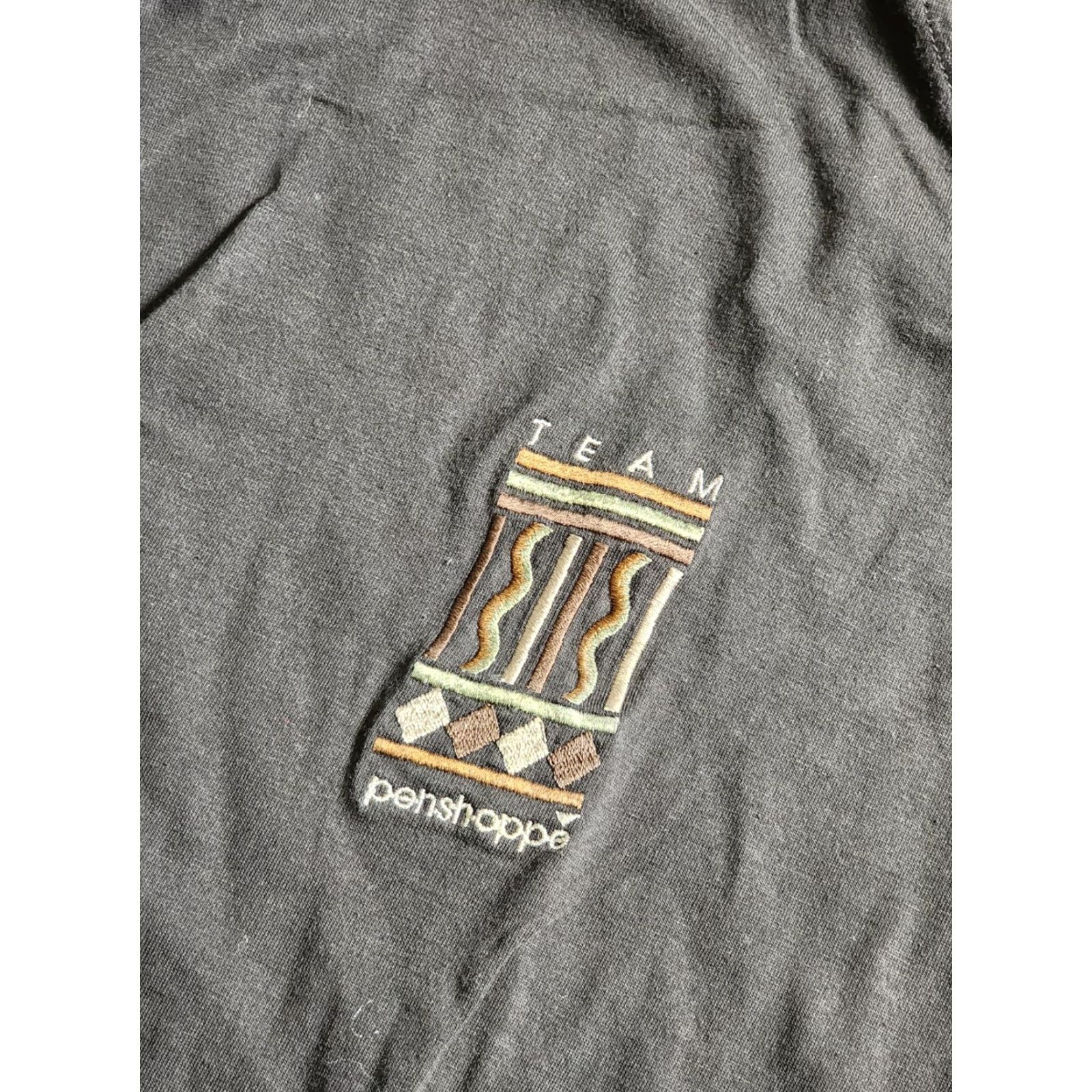 Vintage VINTAGE Penshoppe 90s Aztec Sleeve T Shirt L Mens Brown Cotton Single Stitch Size US L / EU 52-54 / 3 - 6 Thumbnail