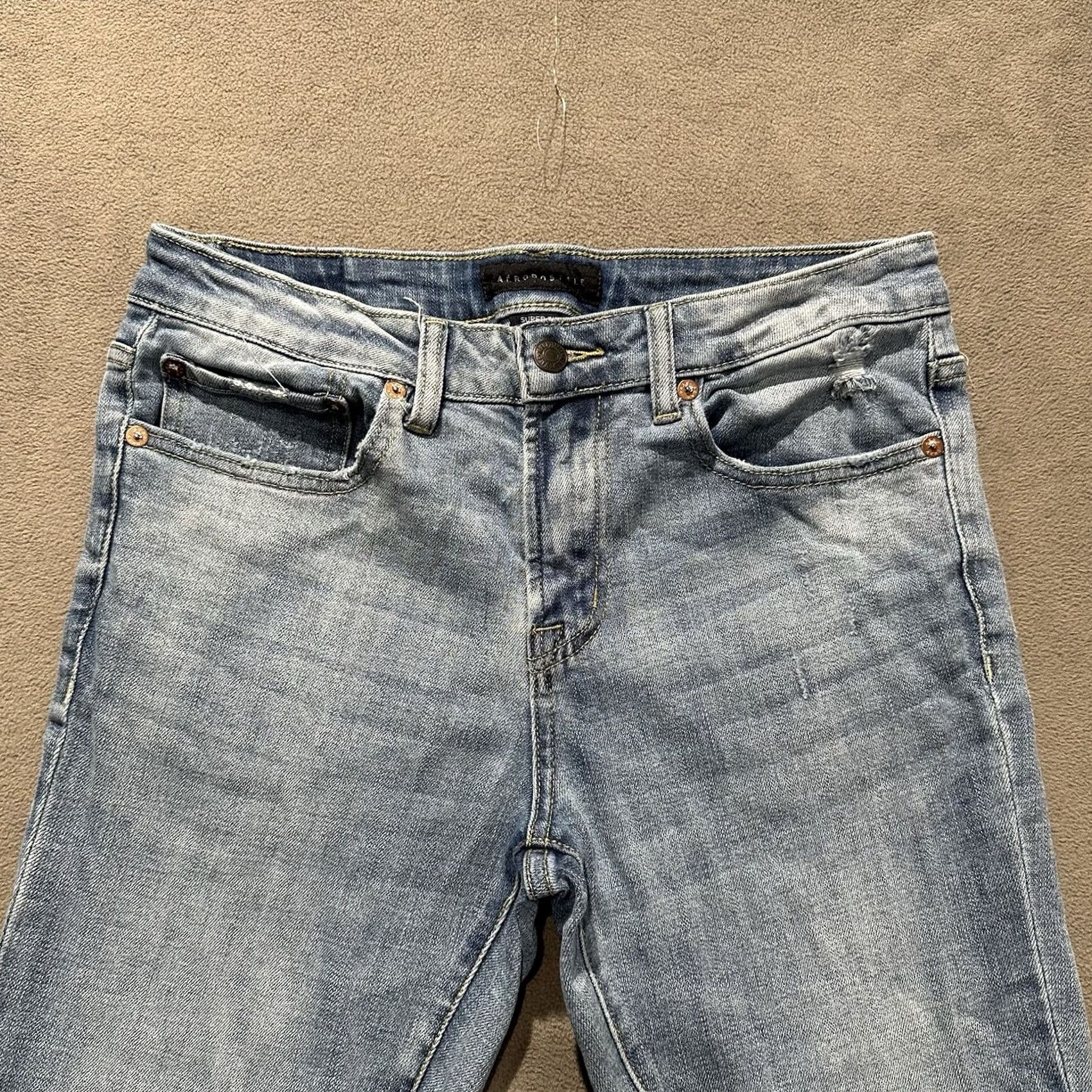 Vintage Aeropostale Jeans Mens 31x32 Super Skinny Distressed Light Wash Denim Size US 30 / EU 46 - 3 Thumbnail