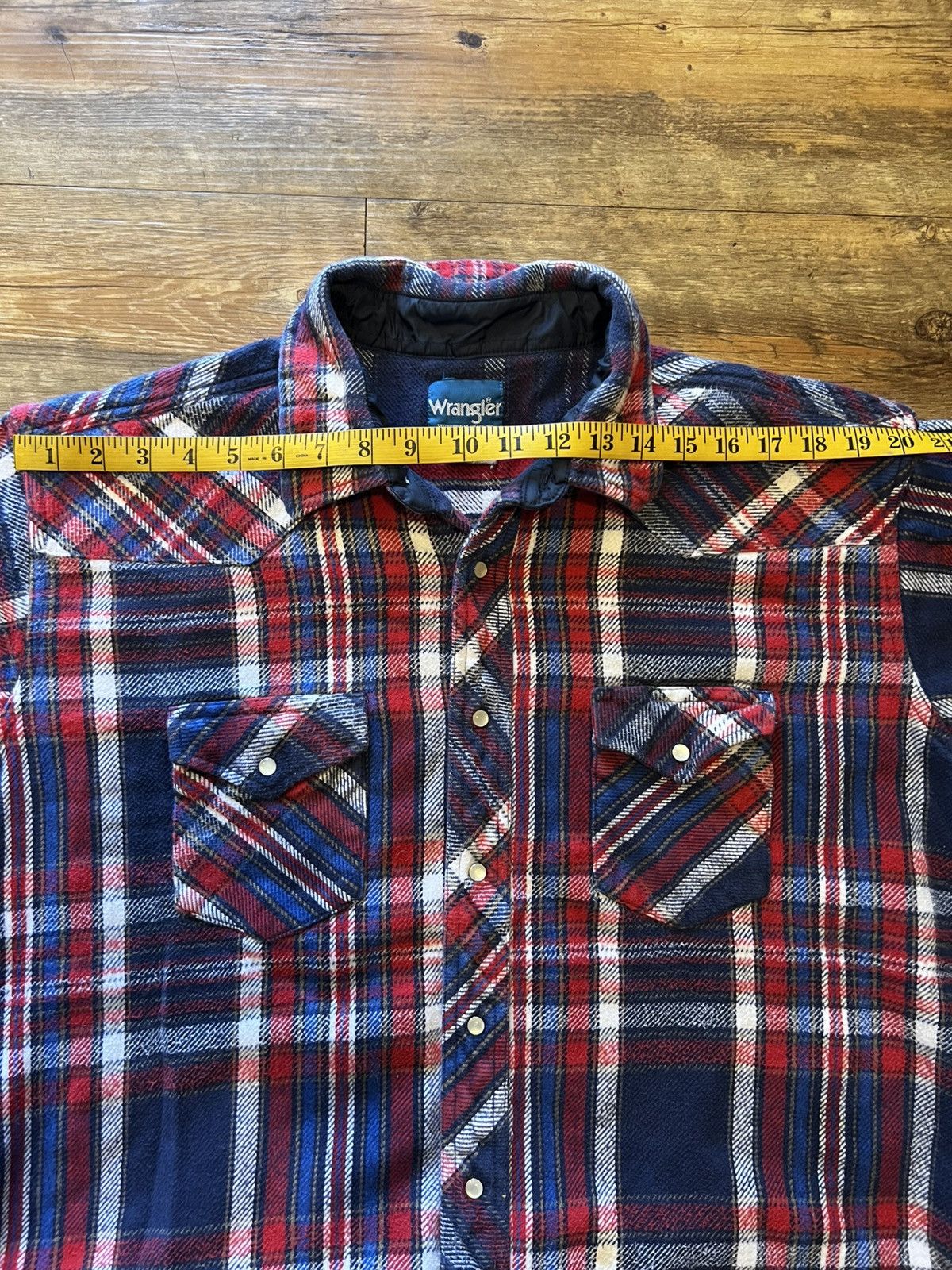 Flannel Vintage 1980's Wrangler Western Pearl Snap Long Sleeve Shirt Size US XL / EU 56 / 4 - 9 Thumbnail