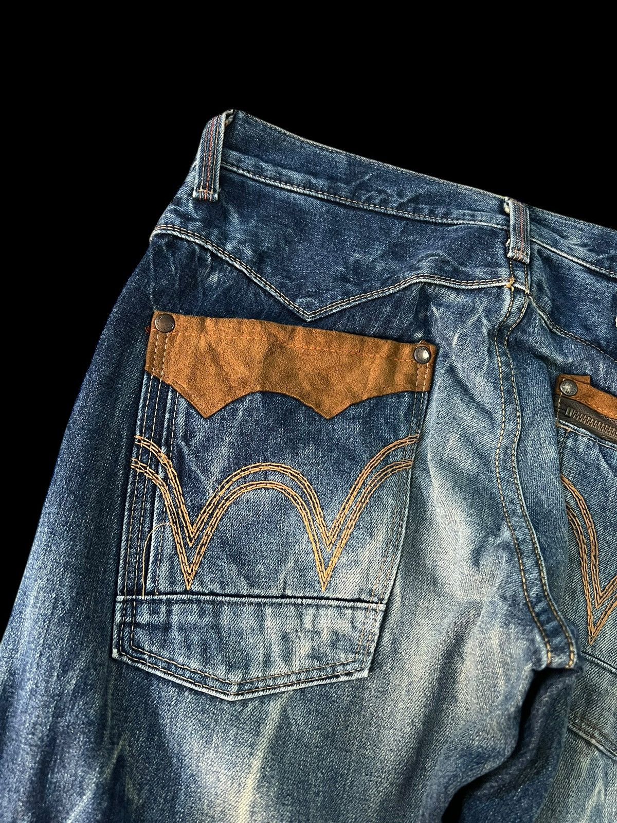 Edwin × If Six Was Nine × Le Grande Bleu (L.G.B.) EDWIN EXCLUSIVE VINTAGE BLUE DENIM NICE DESIGN VERY RARE Size US 33 - 9 Thumbnail