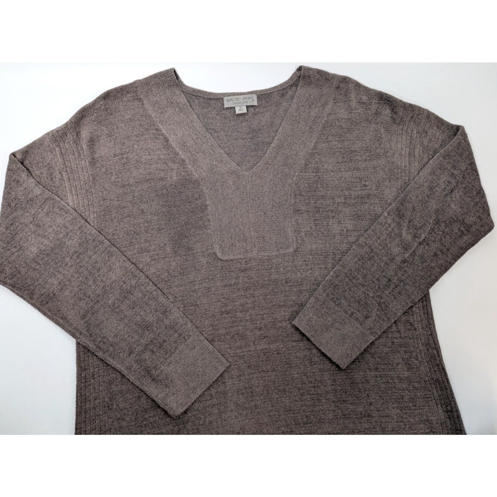 Vintage Barefoot Dreams CozyChic Ultra Lite V-Neck Tunic Sweater M Brown Women Long Sleeve Casual Classic Designer Beach Coastal Grandma Sleepwear Top Shirt Size M / US 6-8 / IT 42-44 - 2 Thumbnail