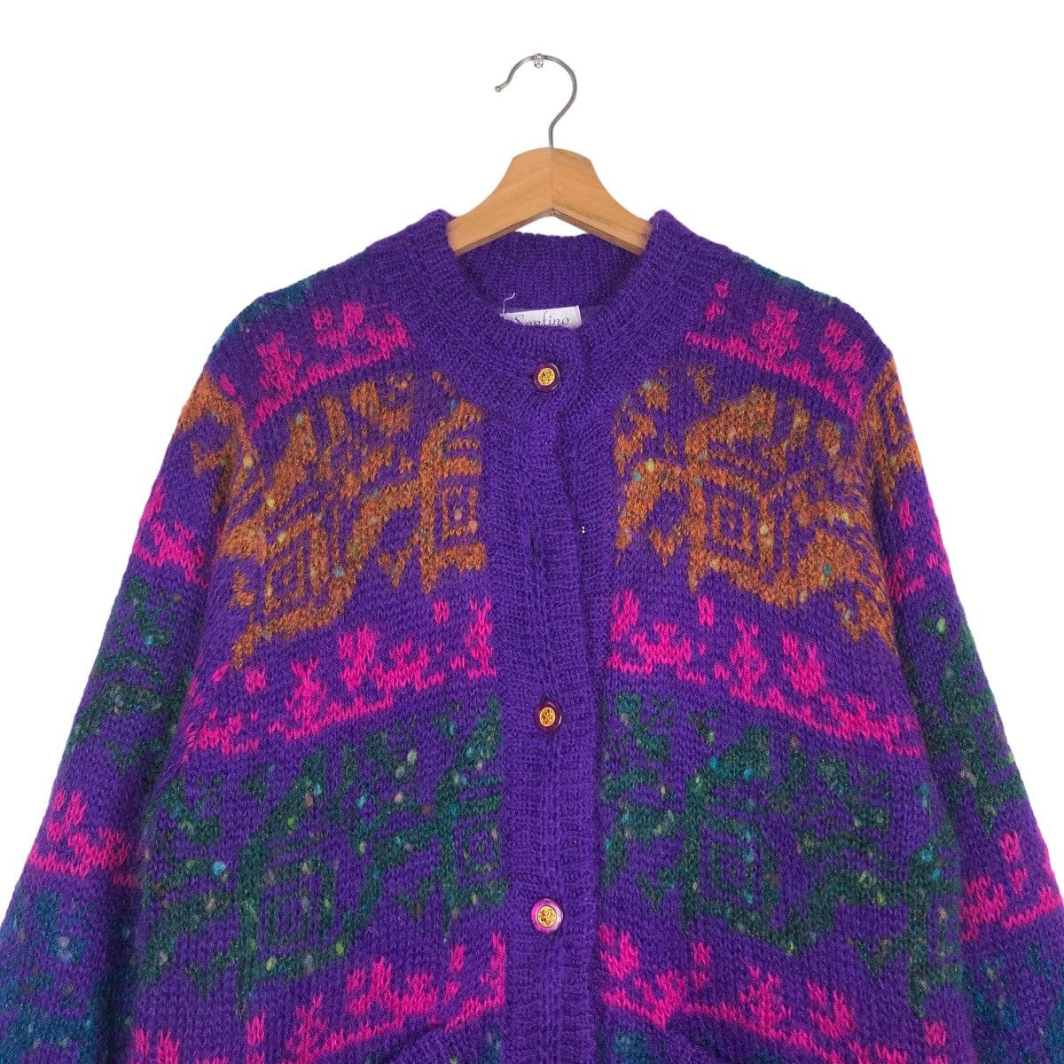 Japanese Brand Vintage Cardigan Sanfino Flower Big Logo Issey Miyake Japan Size US M / EU 48-50 / 2 - 3 Thumbnail