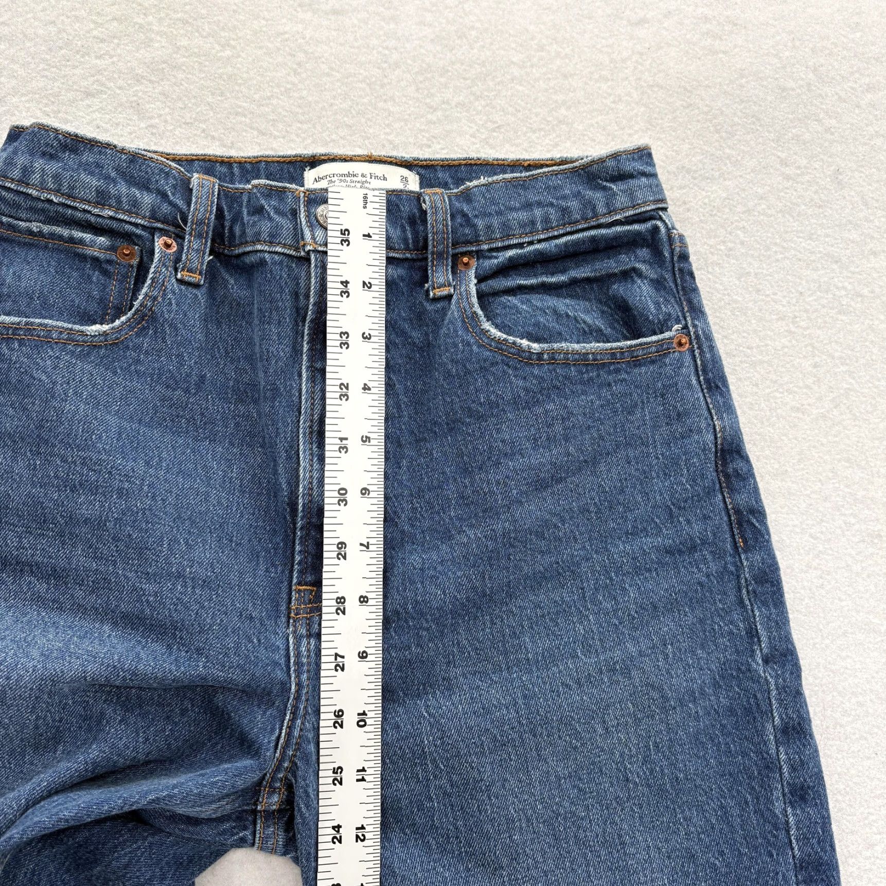 Abercrombie & Fitch Abercrombie & Fitch Jeans Women 26 Straight 26 High Rise Blue Denim Cotton Spandex Regular Rise 5-Pocket Z ip Closure Vintage No N/A Size 26" / US 2 / IT 38 - 7 Thumbnail