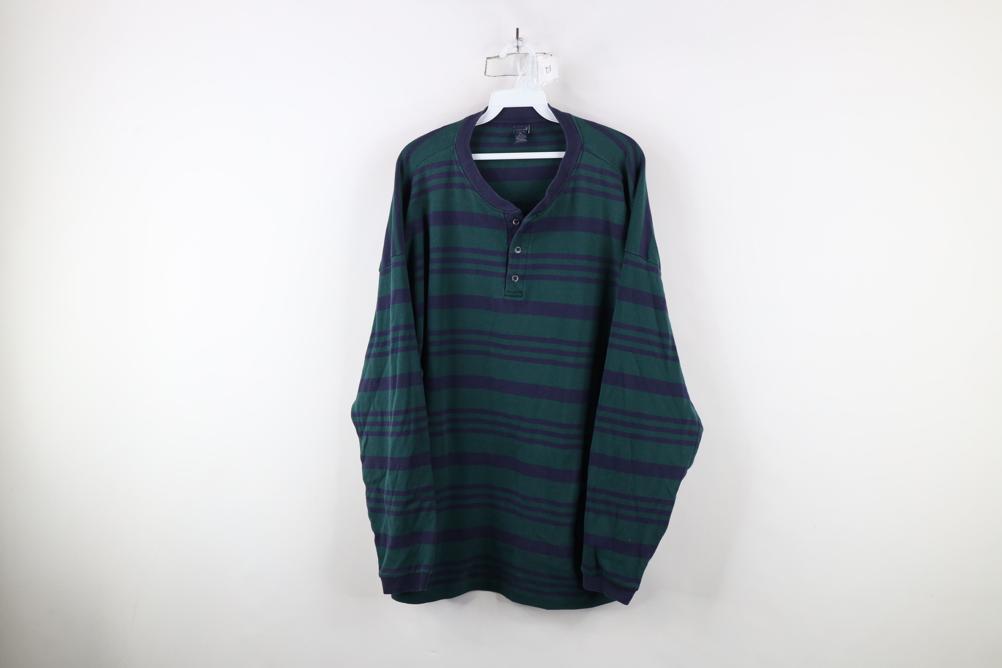 Lands' End × Vintage Vintage 90s Lands End Block Long Sleeve Henley T-Shirt USA Size US XL / EU 56 / 4 - 1 Thumbnail