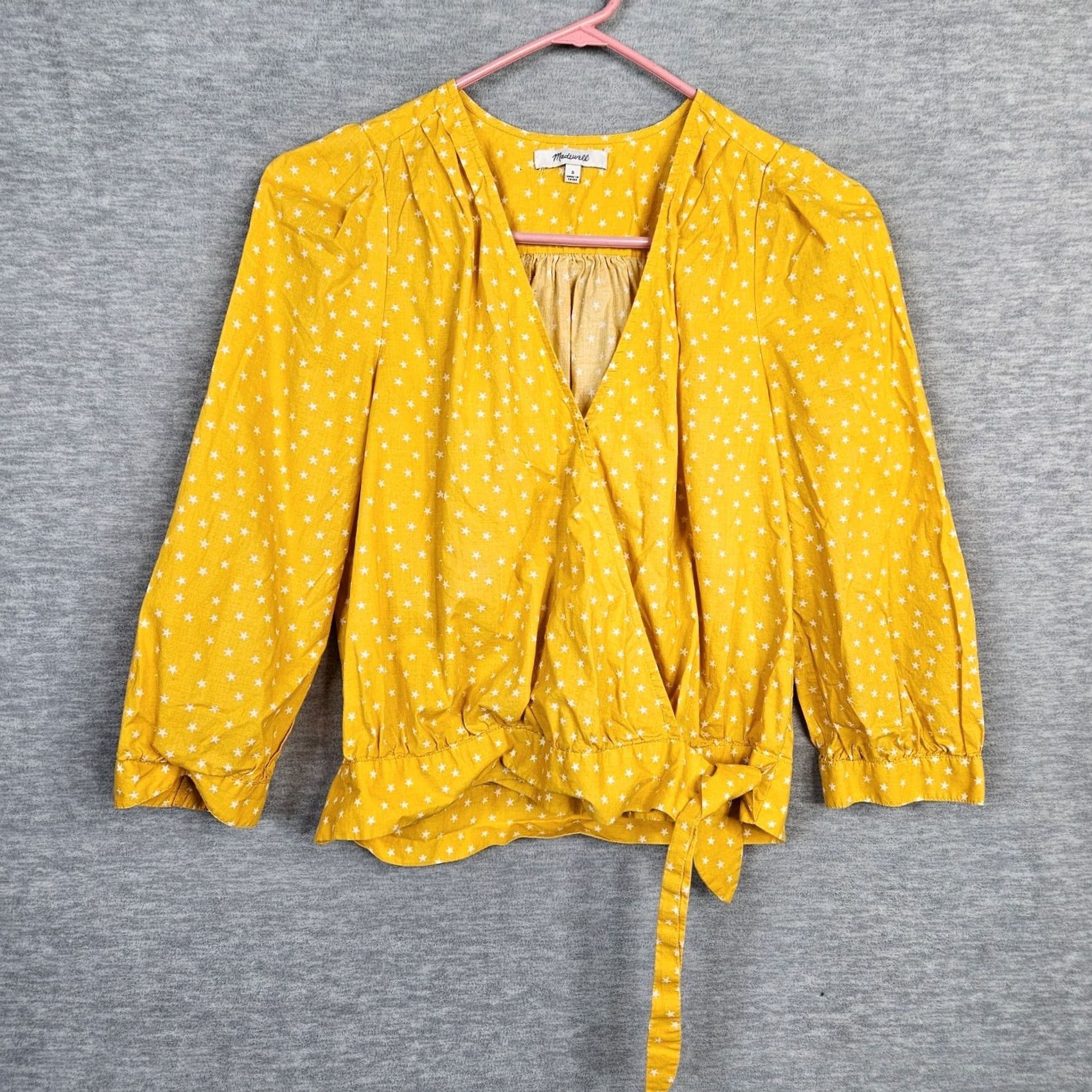 Madewell Madewell Shirt Women’s Yellow Wrap Tie waist Star Scatter Sz S Size S / US 4 / IT 40 - 2 Thumbnail