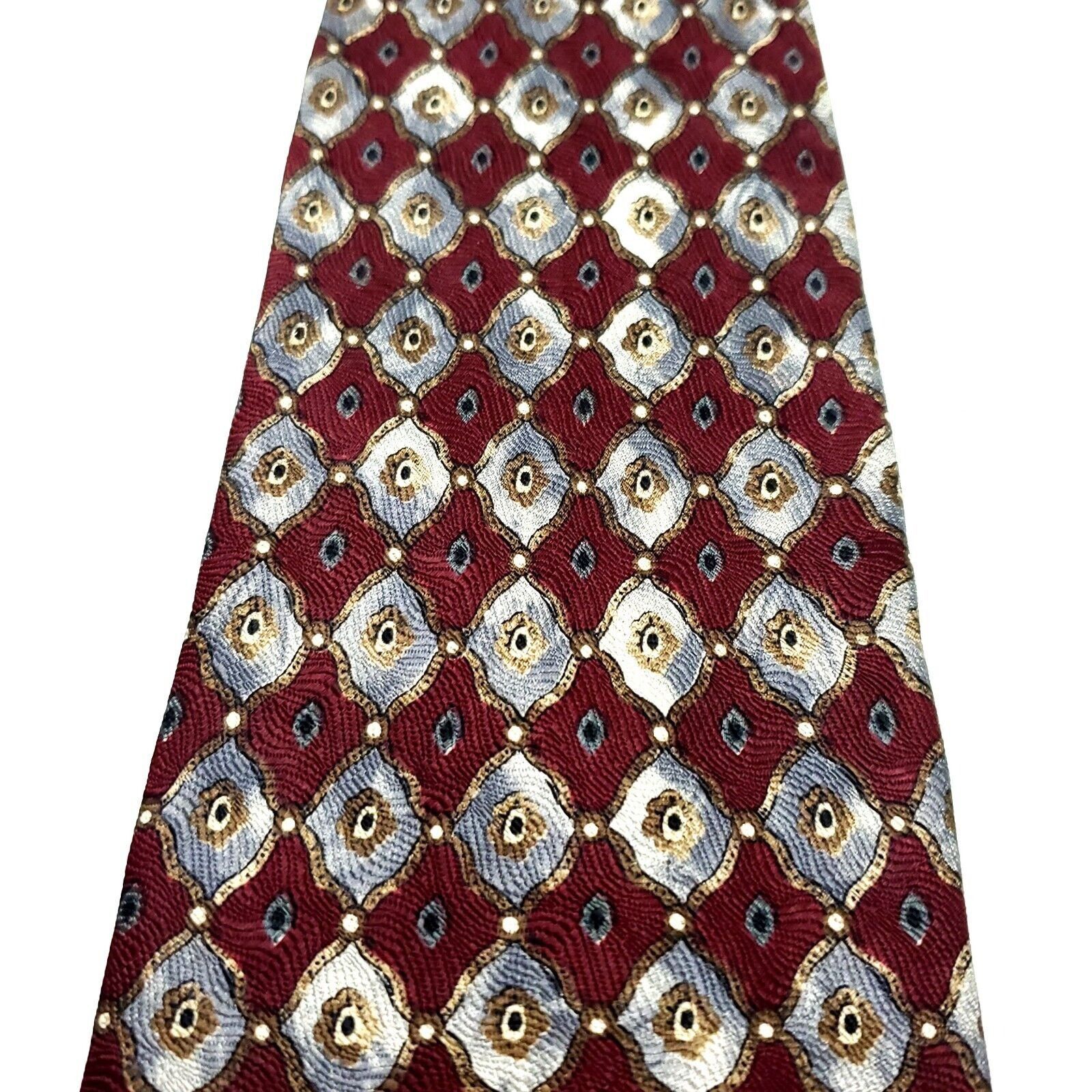 Vintage Geoffrey Been Silk Tie Red Print Geometric Wide Size ONE SIZE - 2 Thumbnail