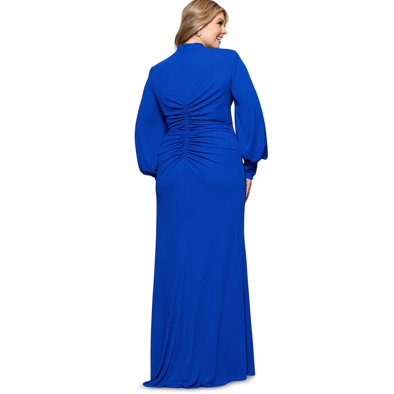 Other Betsy & Adam Plus Size V-Neck Blouson-Sleeve Gown - Cobalt Size 3XL / US 20-22 - 4 Thumbnail