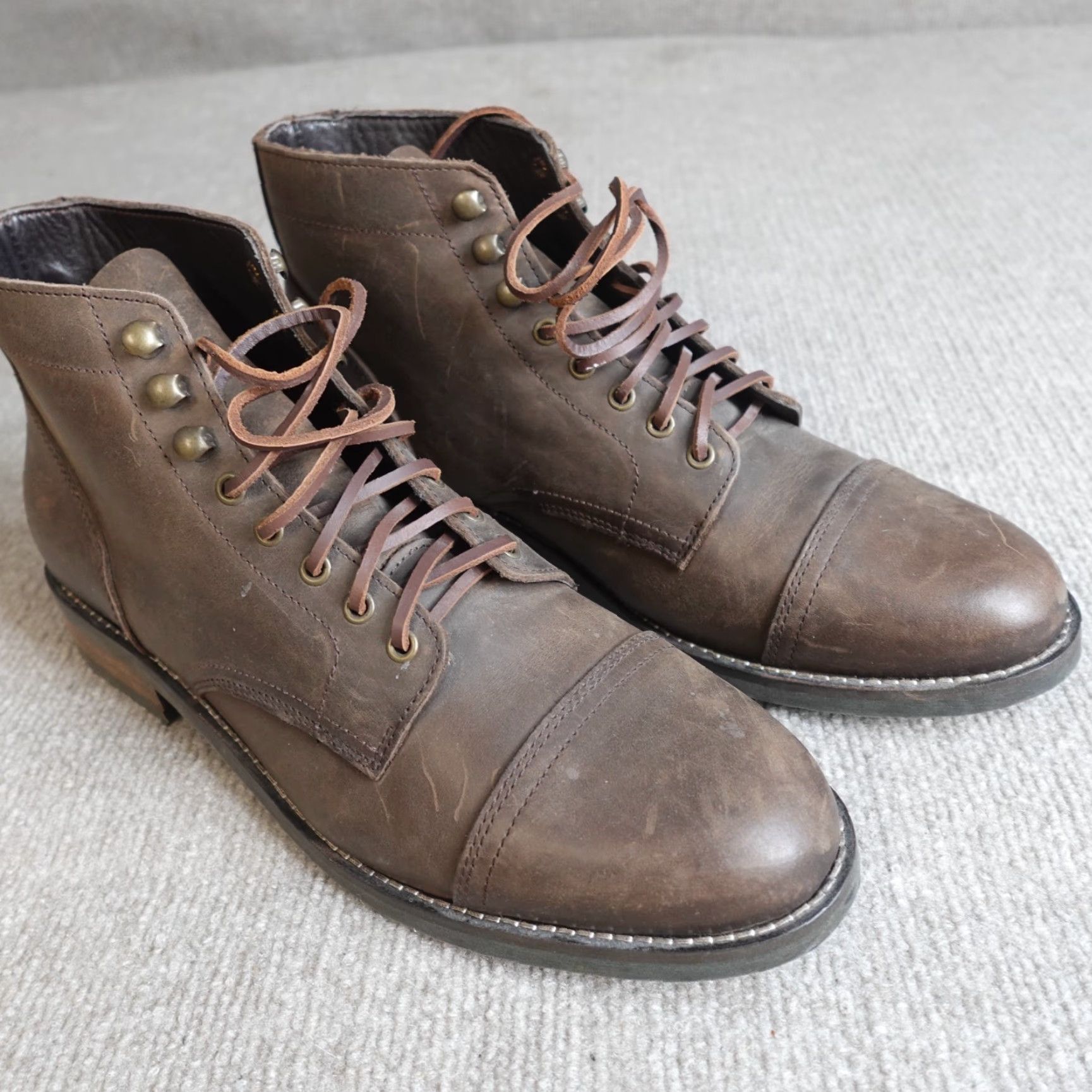 RHODE Rhodes Dean Boots Mens 11 Brown Leather Speed Lace Dark Nubuck Cap Toe Lace Up Ankle Boot Portugal Portugal Size US 11 / EU 44 - 4 Thumbnail