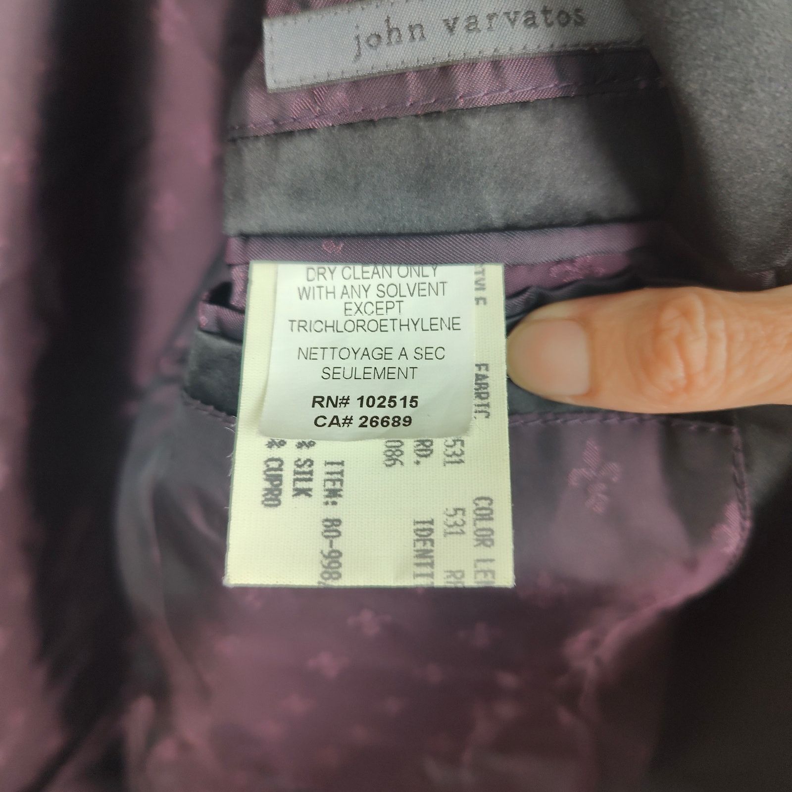 John Varvatos John Varvatos Silk Blazer Mens 44 Black Purple Micro Floral Size 44R - 11 Thumbnail