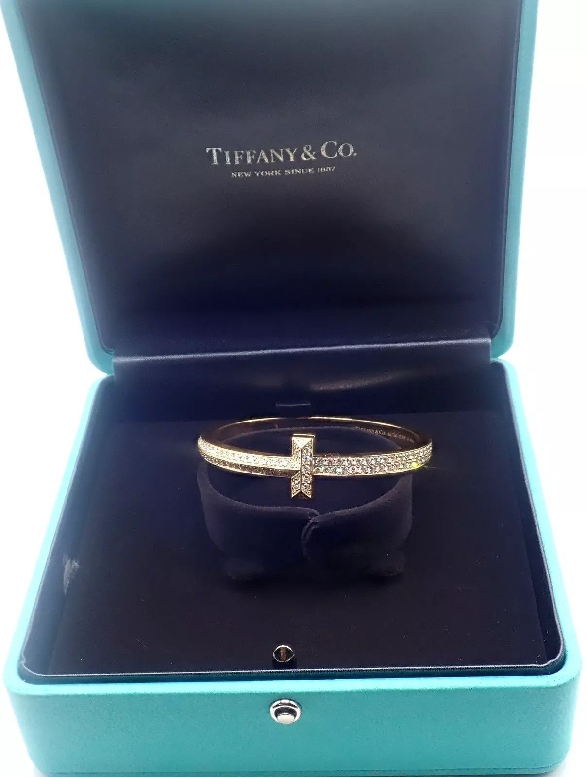 Tiffany & Co. Tiffany & Co 18k Yellow Gold Diamond T1 Wide Bangle Bracelet Size ONE SIZE - 14 Thumbnail