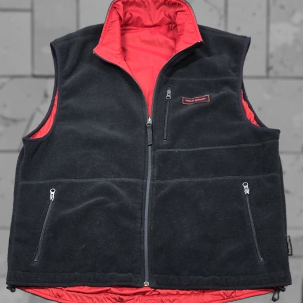 Polo Ralph Lauren VTG Polo Ralph Lauren Polo Sport Vest XL Black Red Reversible Polartec Fleece Fullzip Vest Mens XLT? Size US XL / EU 56 / 4 - 1 Thumbnail