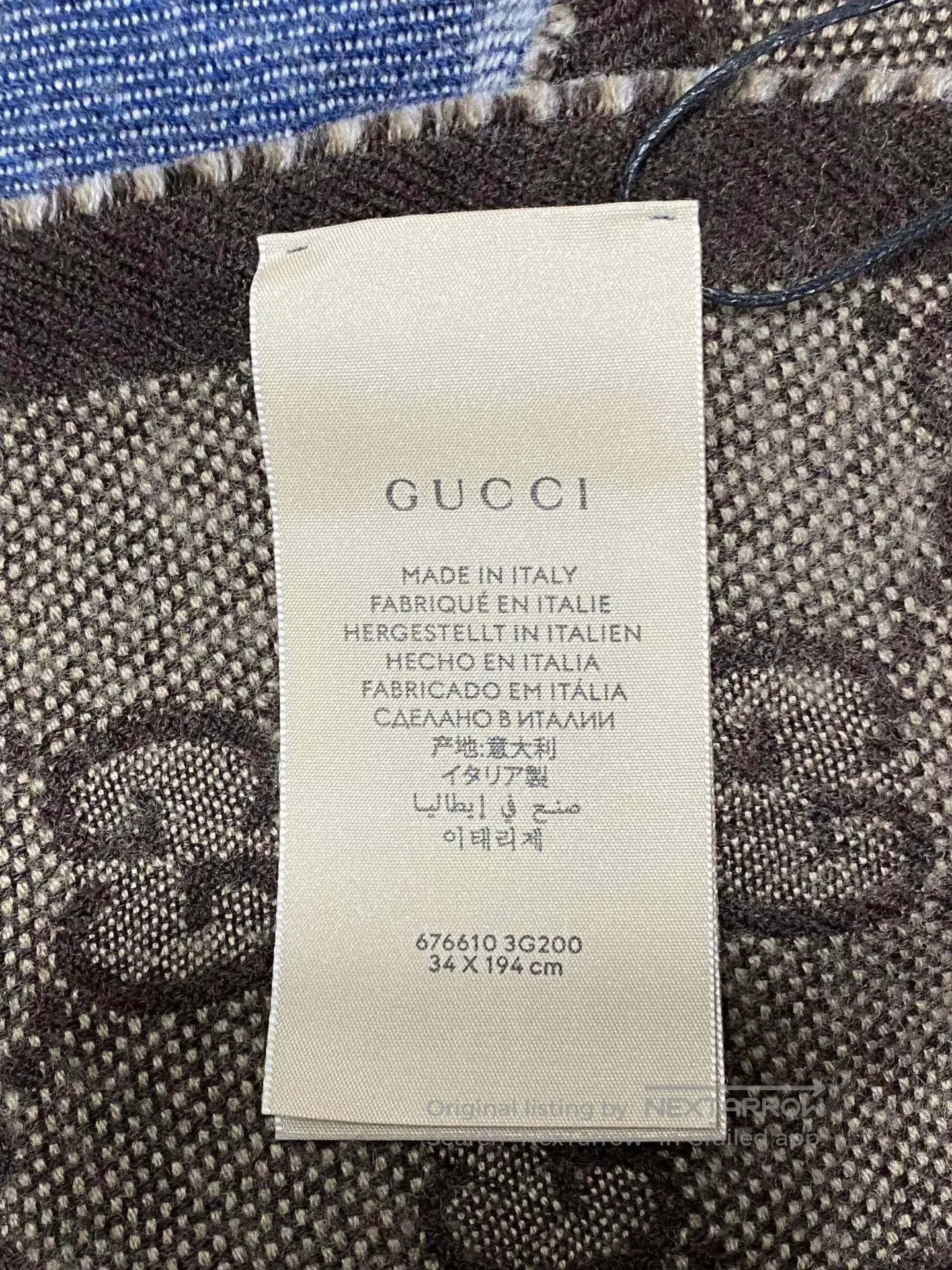 Gucci Blue GG Pattern Scarf with Fringe. Size ONE SIZE - 5 Thumbnail