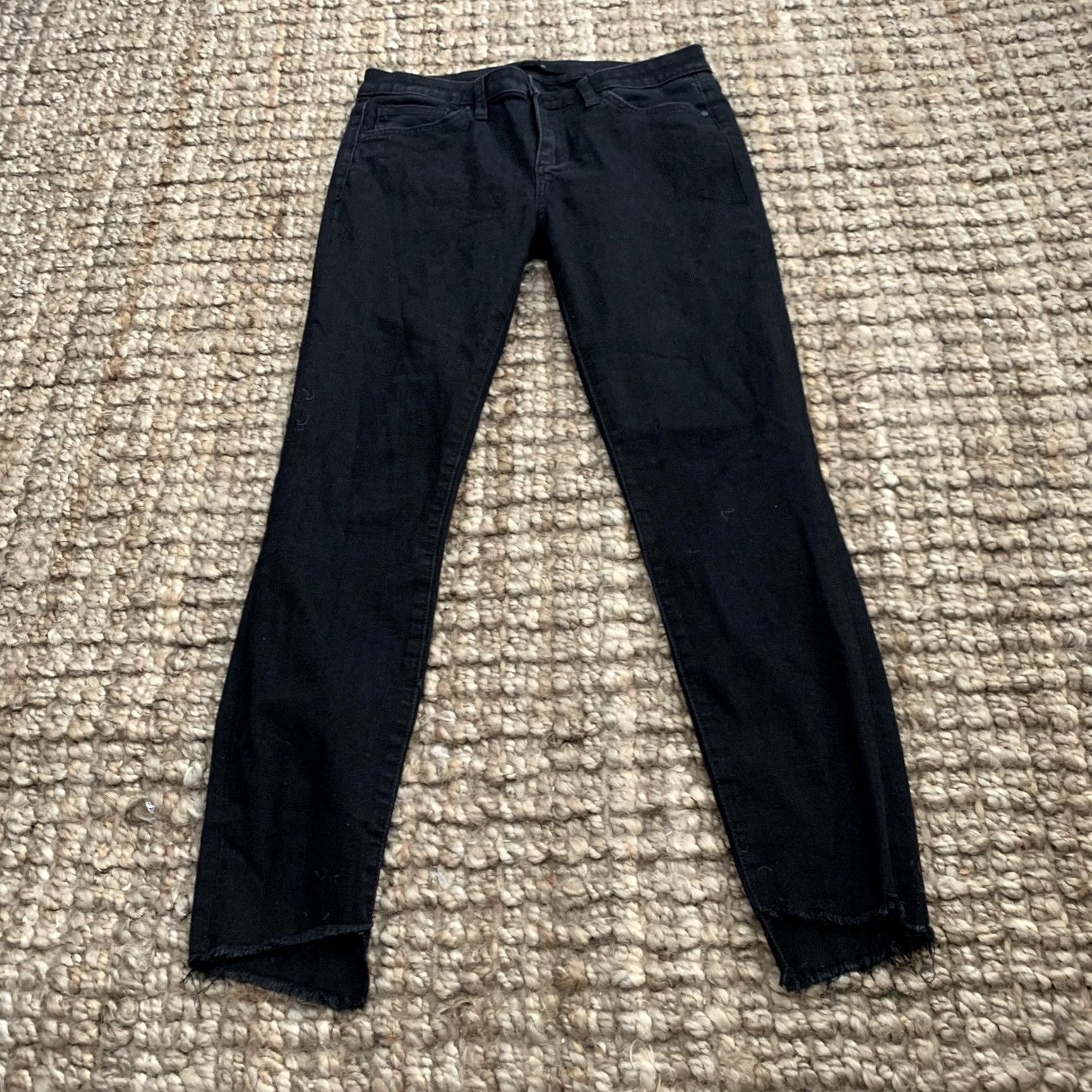 Vintage Joe's Jeans Womens Black Mid Rise Skinny Stretch Denim Jeans 28 Raw Asymmetrical Hem Size 28" / US 6 / IT 42 - 5 Thumbnail