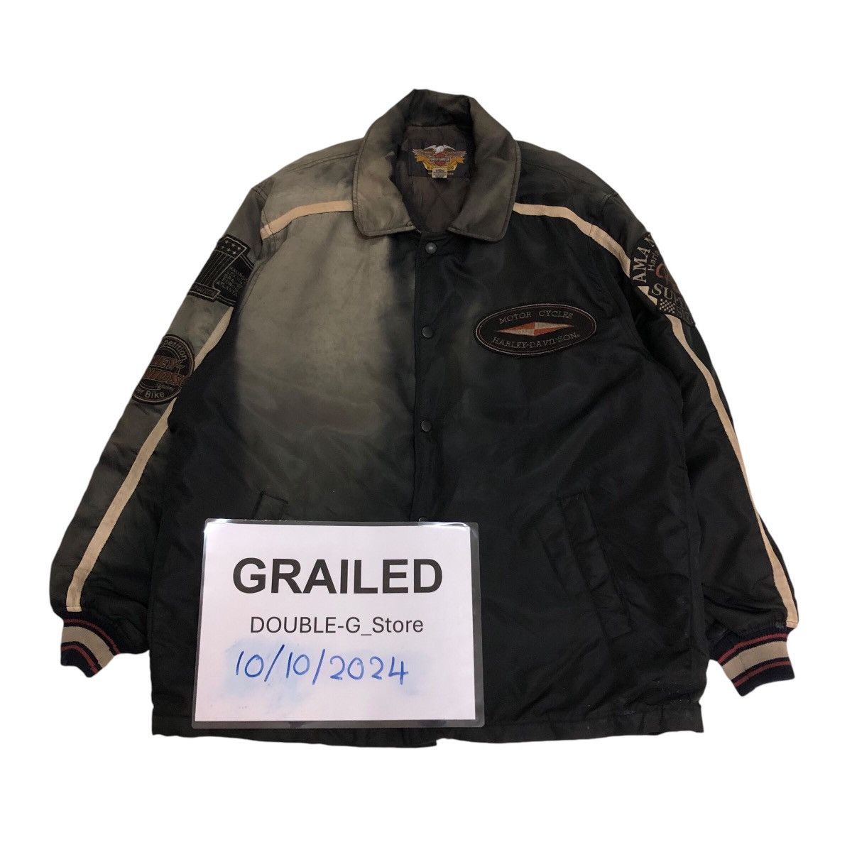 Harley Davidson × Vintage Vintage Bomber Racing Biker Jacket Harley Davidson SunFaded Size US L / EU 52-54 / 3 - 2 Thumbnail