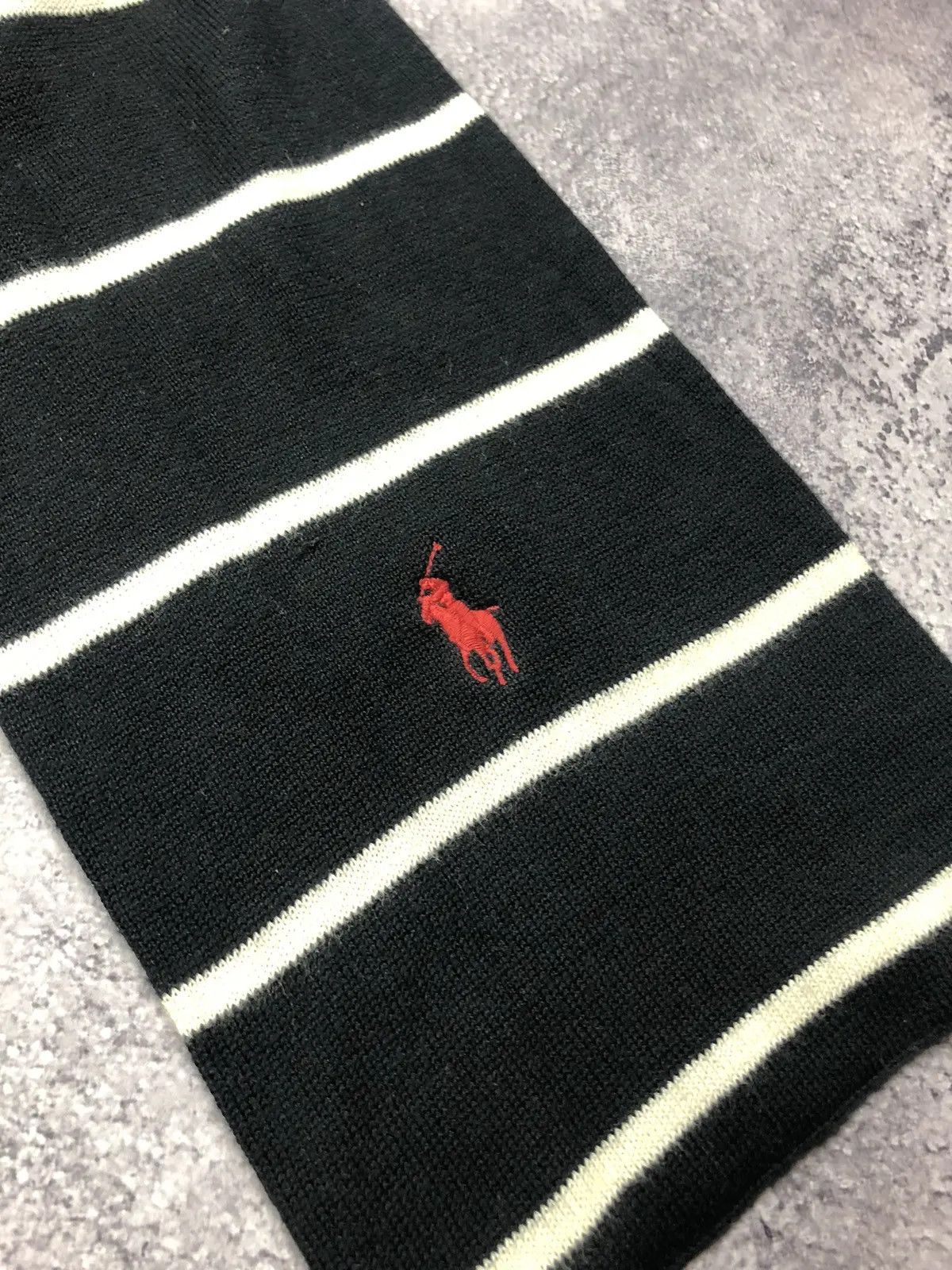 Polo Ralph Lauren POLO RALPH LAUREN Vintage Red Pony Logo Striped Cotton Scarf Size ONE SIZE - 5 Thumbnail