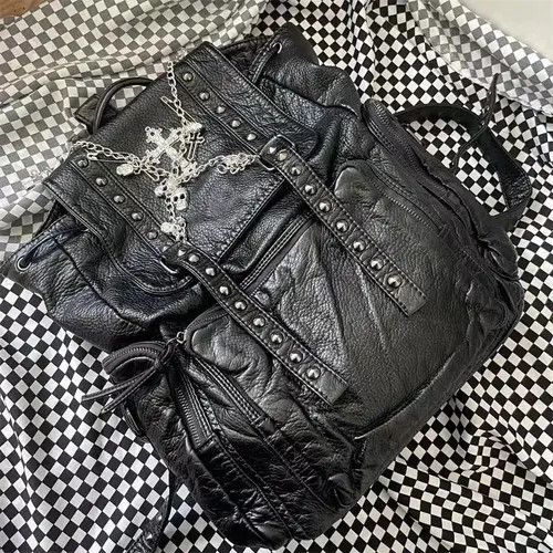Other Goth Y2k Backpack Punk Bag artificial leather cross Skeleton Size ONE SIZE - 4 Thumbnail