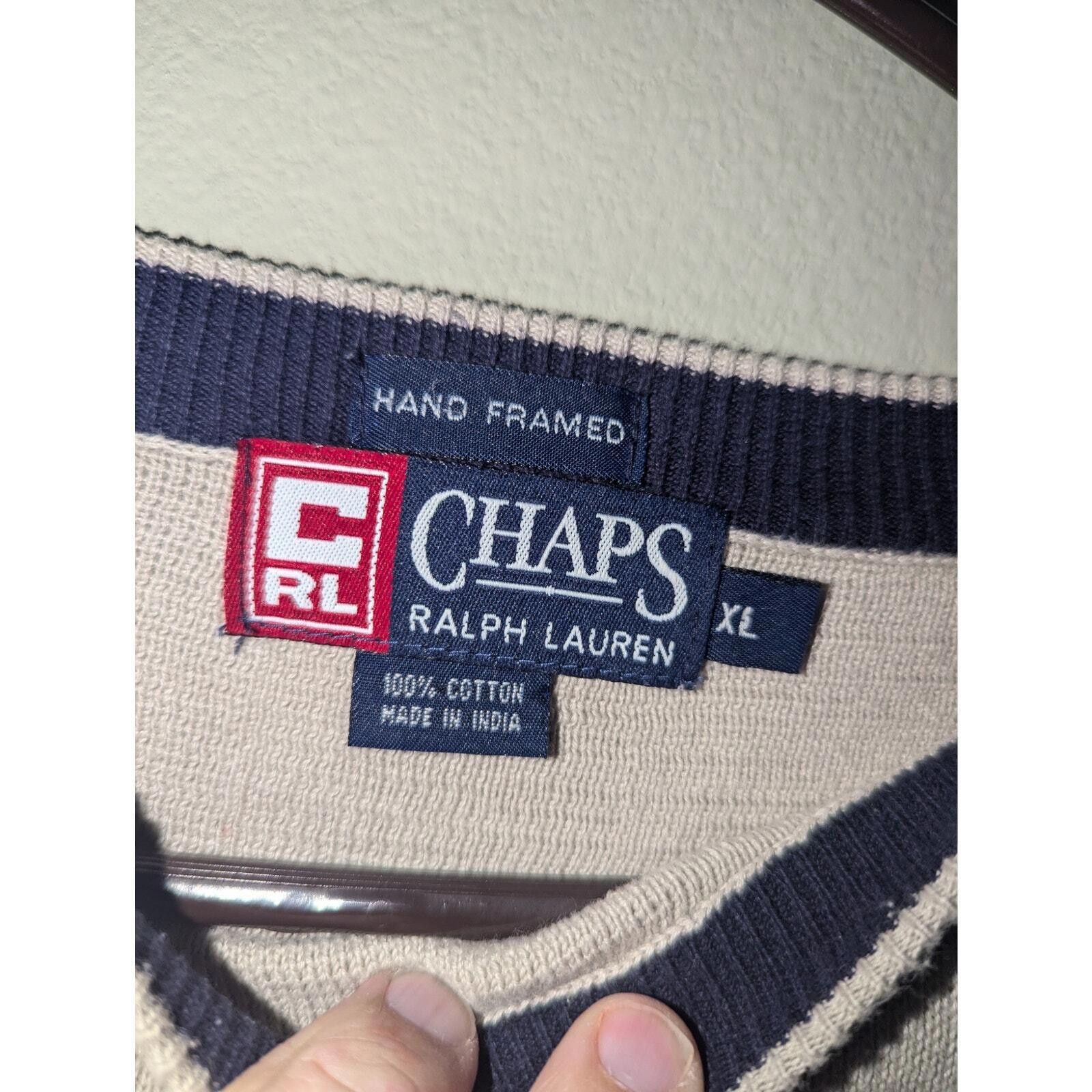 Designer Vintage Chaps Ralph Lauren Men's Cream Knit Sweater XL Size US XL / EU 56 / 4 - 5 Thumbnail