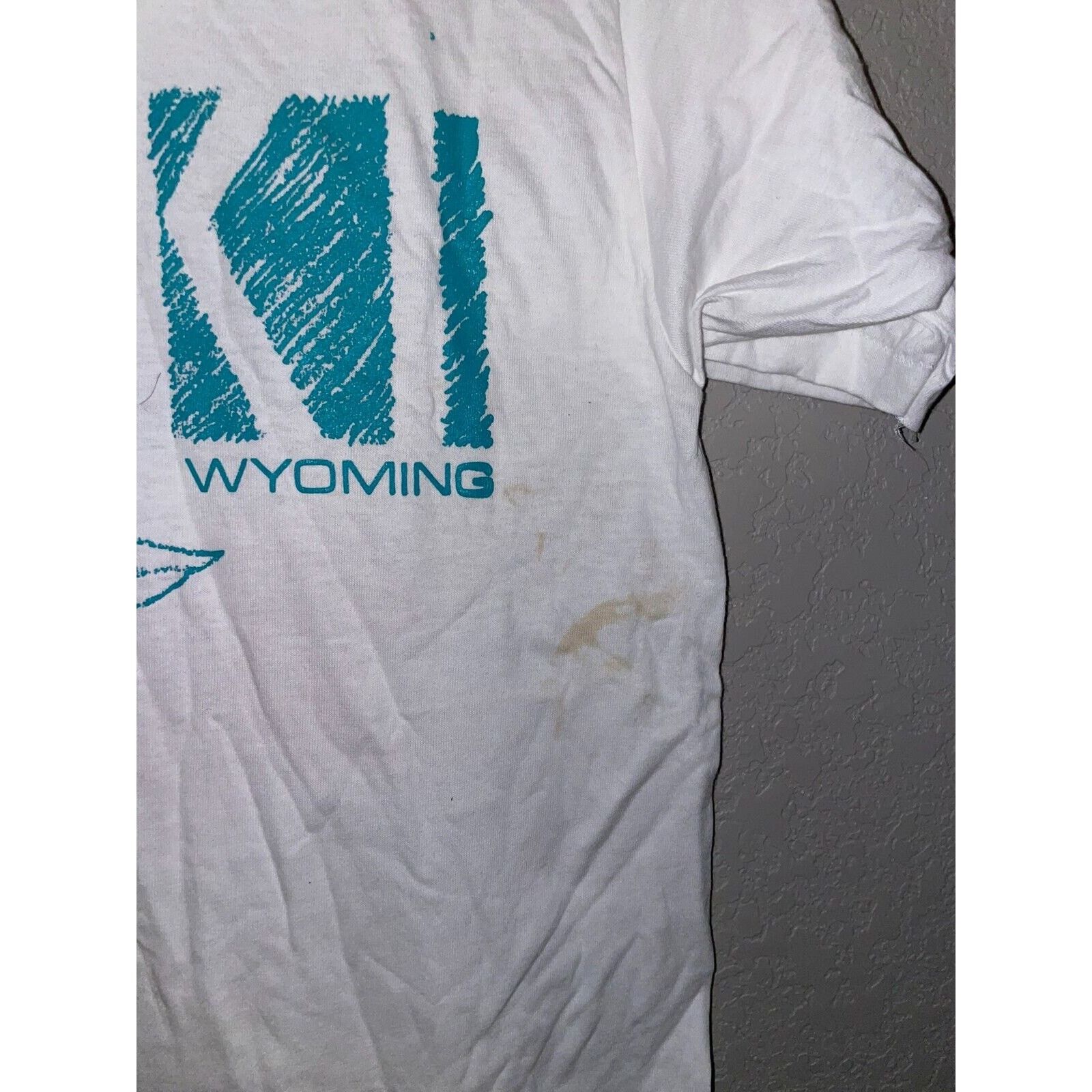 Jerzees Vintage Test Print Ski Wyoming Winter Retreat White Shirt Size US M / EU 48-50 / 2 - 4 Thumbnail