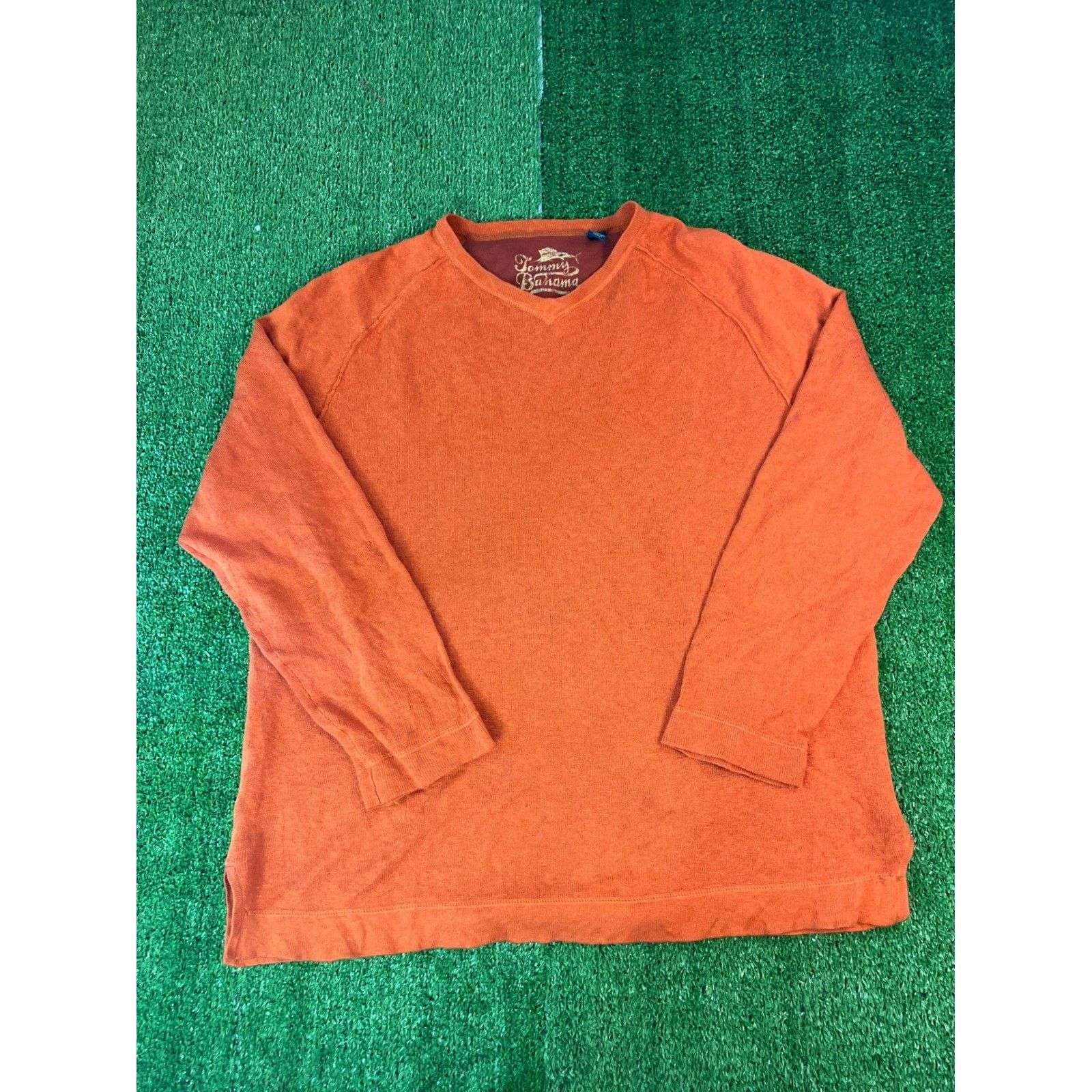 Tommy Bahama Tommy Bahama Mens Orange V-Neck Long Sleeve Silk LG Size US L / EU 52-54 / 3 - 1 Thumbnail