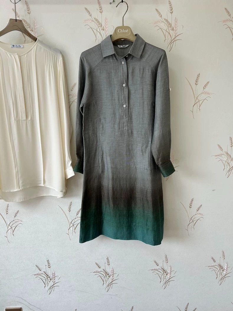 Loro Piana Loro Piana Gray Silk-Linen Casual Dress -dmc Size M / US 6-8 / IT 42-44 - 1 Thumbnail