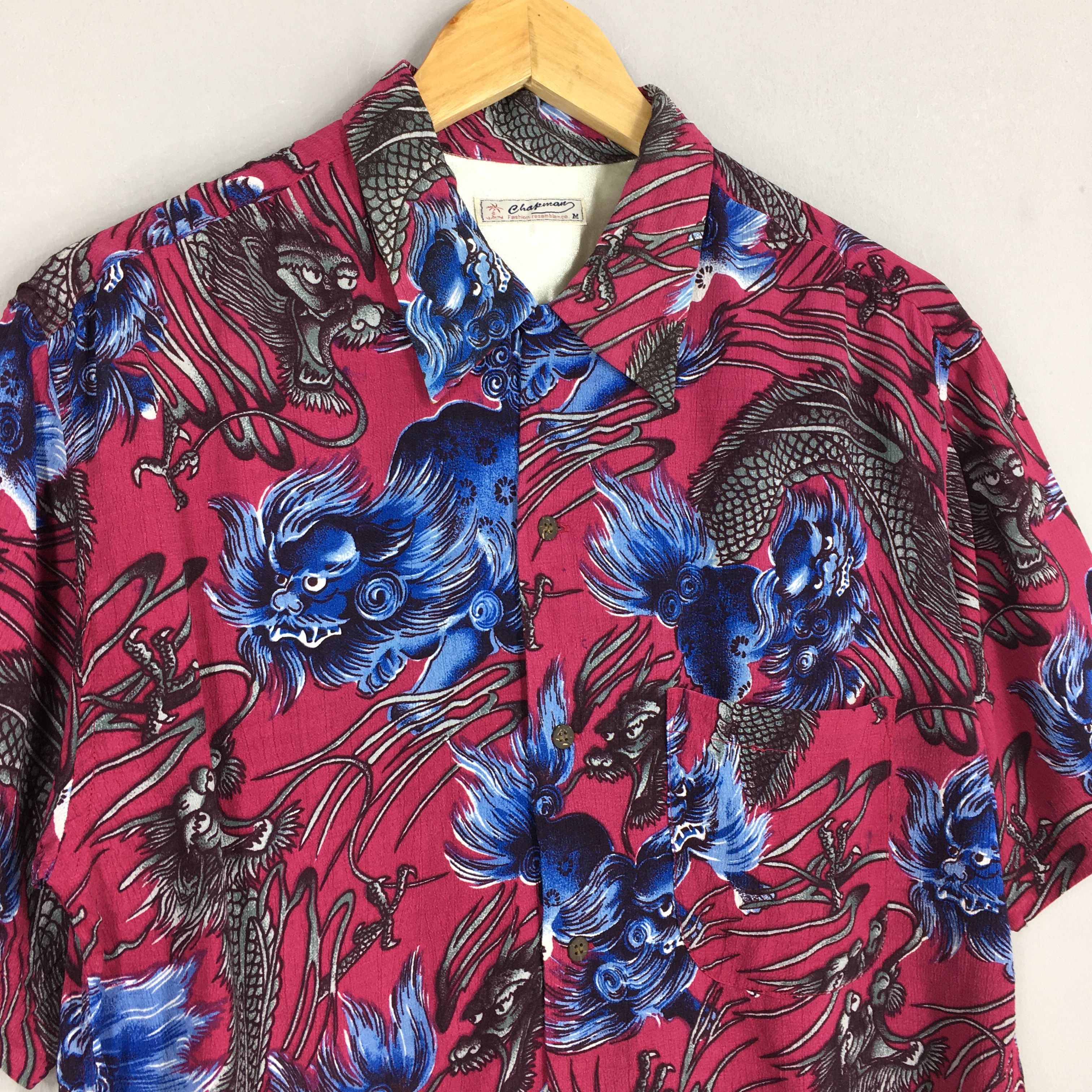 Japanese Brand × Vintage Vintage 1980s Hawaiian Japanese Thunder God Raijin Rayon Size US M / EU 48-50 / 2 - 3 Thumbnail