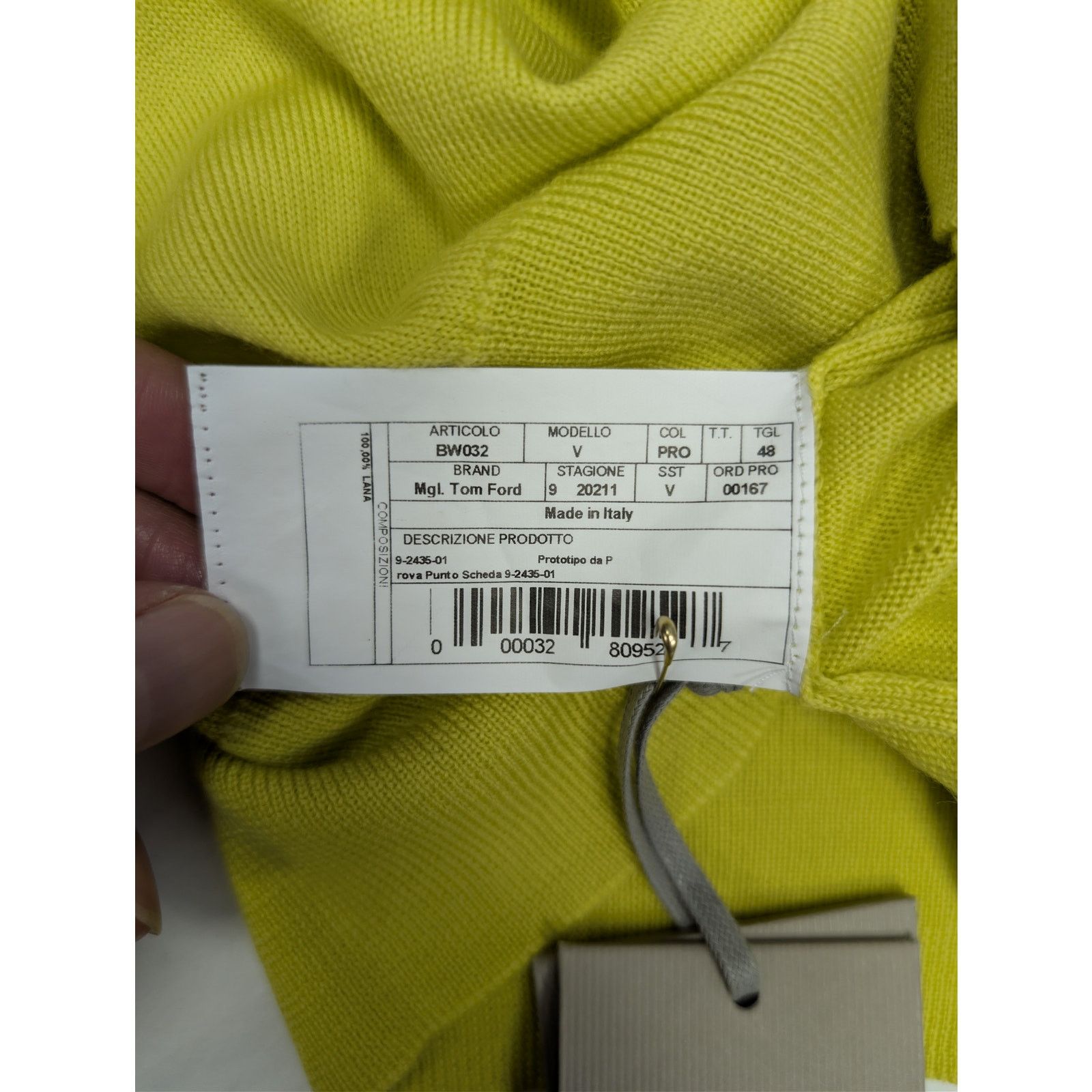 Tom Ford o1rshd1 V-Neck Knitwear Crewneck Sweatshirt Sweater Yellow Size US M / EU 48-50 / 2 - 16 Thumbnail